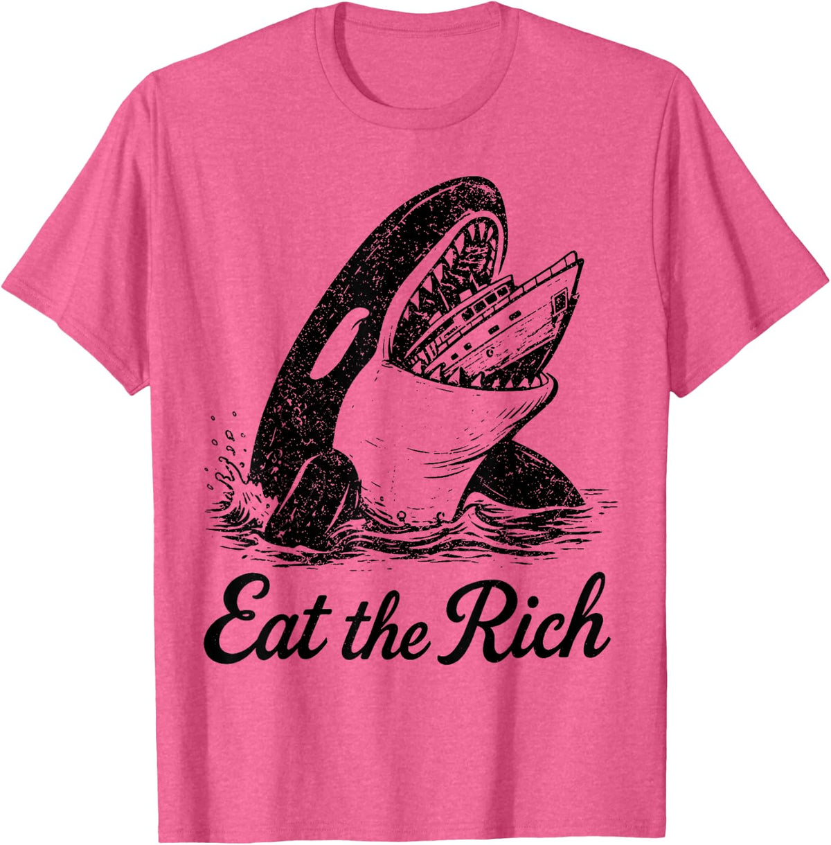 Eat the Rich Killer Whale Orca Yacht Boat T-Shirt - Pink Heather