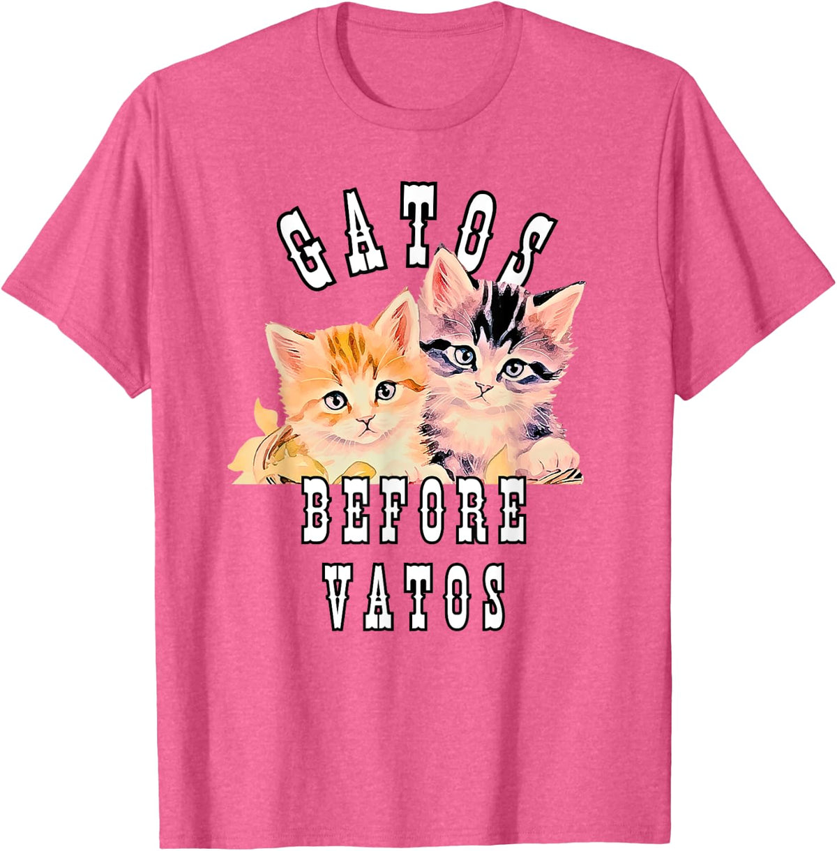 Gatos Before Vatos Galentines Day Valentines Vintage Cat T-Shirt for Men Women - Pink Heather