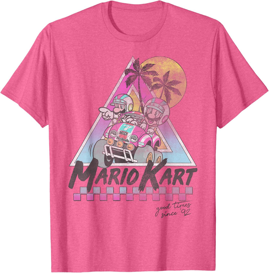Mario Kart Mario and Luigi Good Time Since 92 Vintage T-Shirt - Pink Heather
