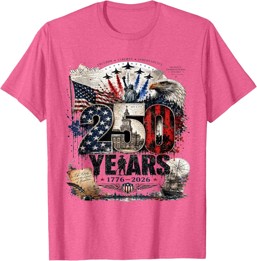 We The People US Flag 1776 250 Years 250th Anniversary T-Shirt - Pink Heather