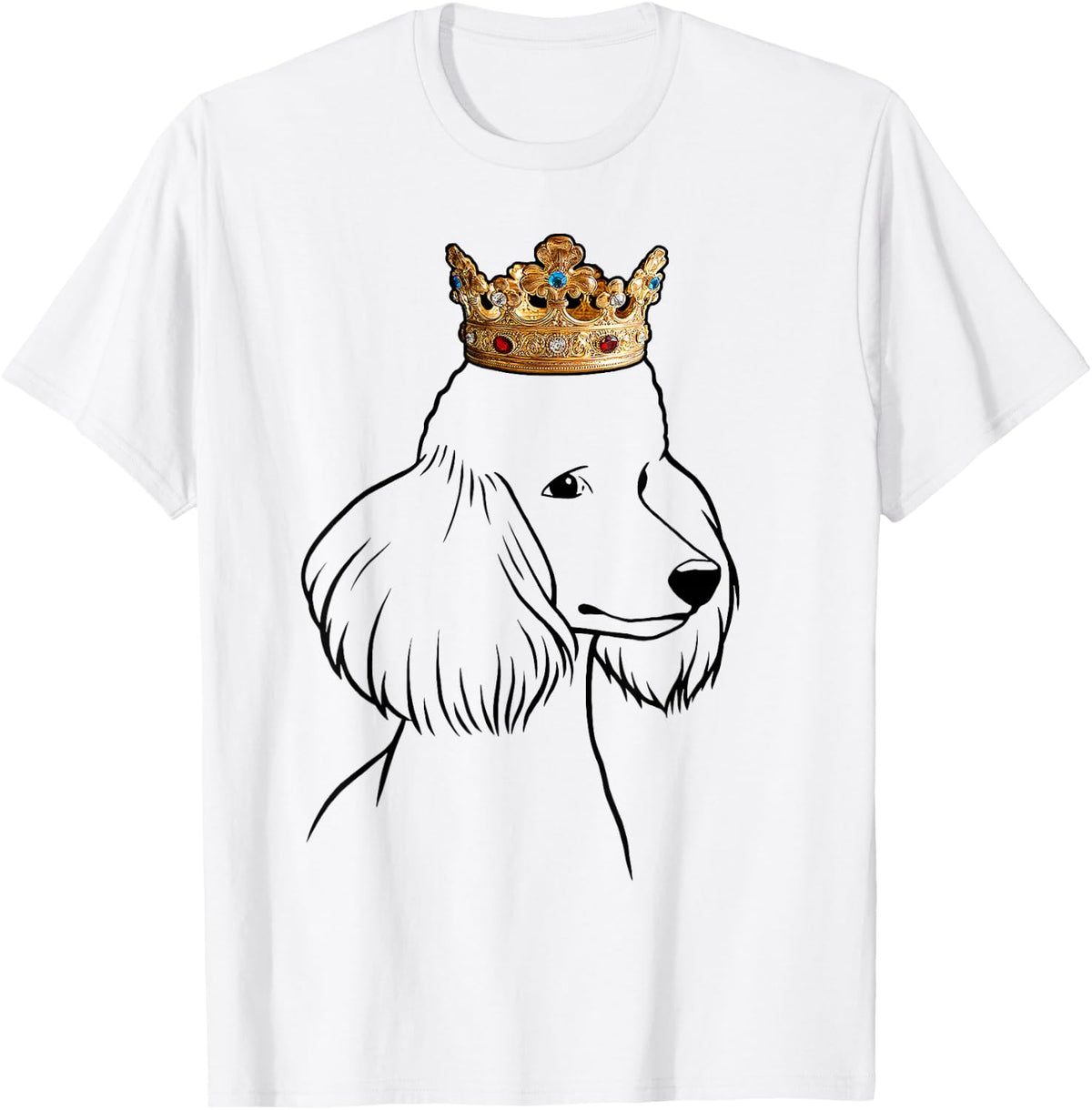 Poodle Dog Wearing Crown T-Shirt - White