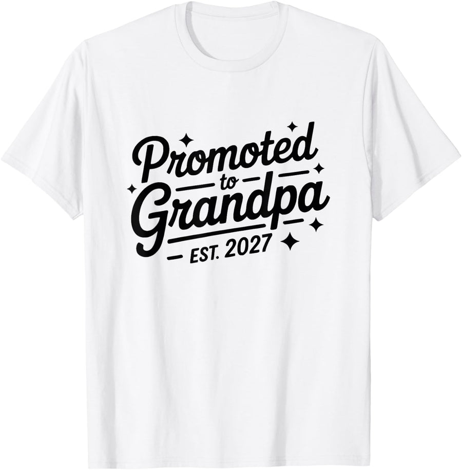 Promoted to Grandpa Est 2027 New Grandfather Papaw T-Shirt - White