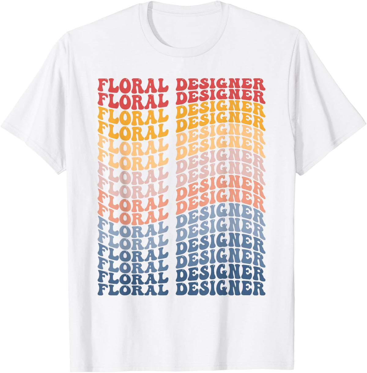 Floral Designer Groovy Retro T-Shirt - White