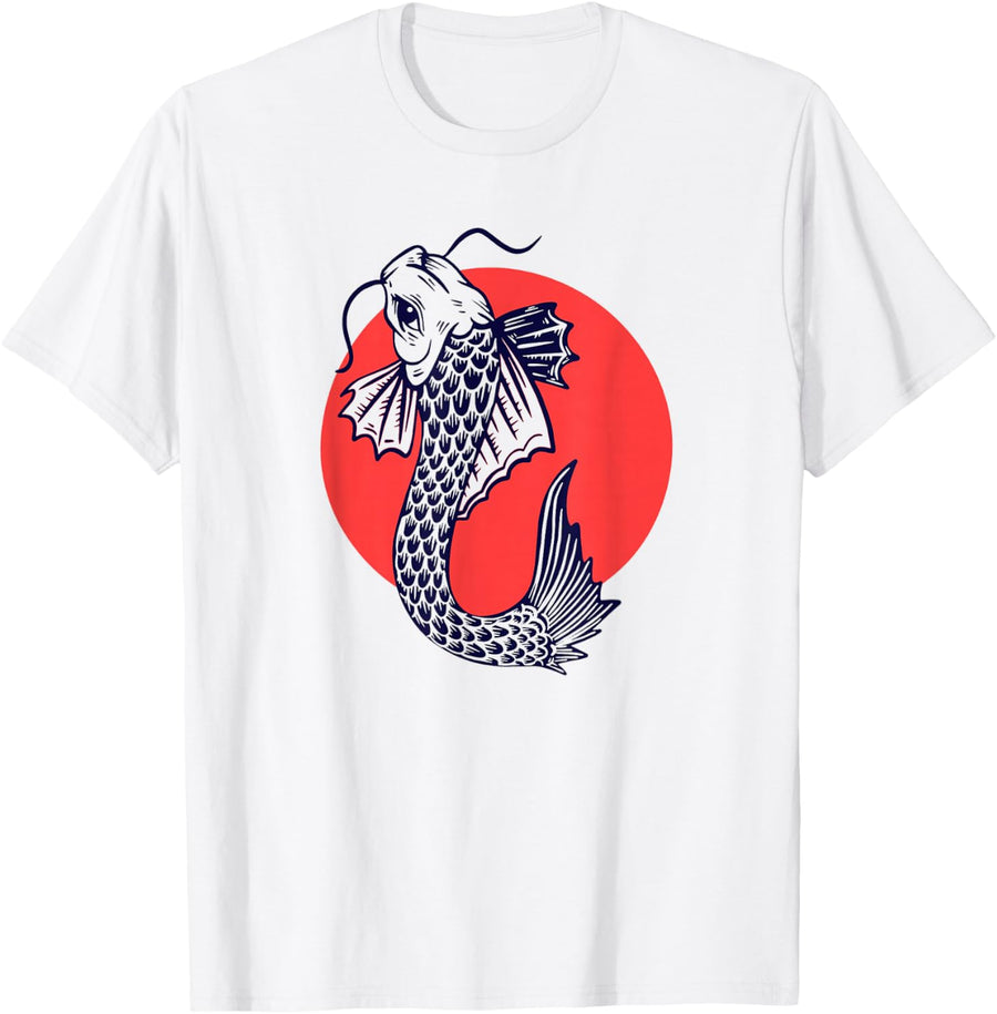 Japanese Flag Koi Fish Japan Fan Souvenir Gift T-Shirt - White