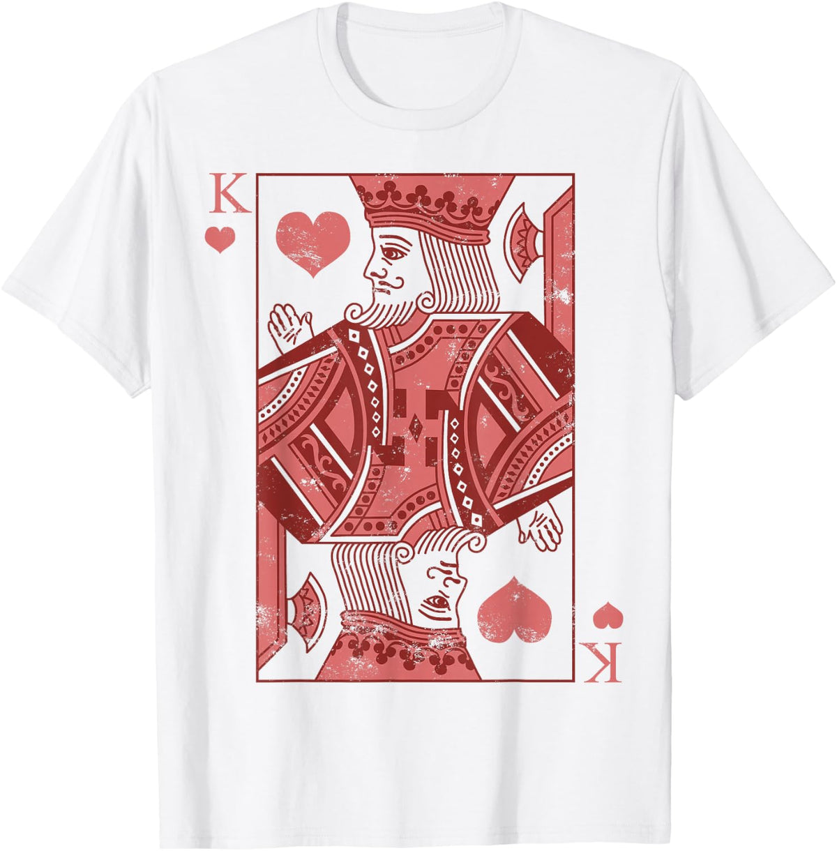 King of Hearts Classic Card Game Icon Valentine Graphic T-Shirt - White