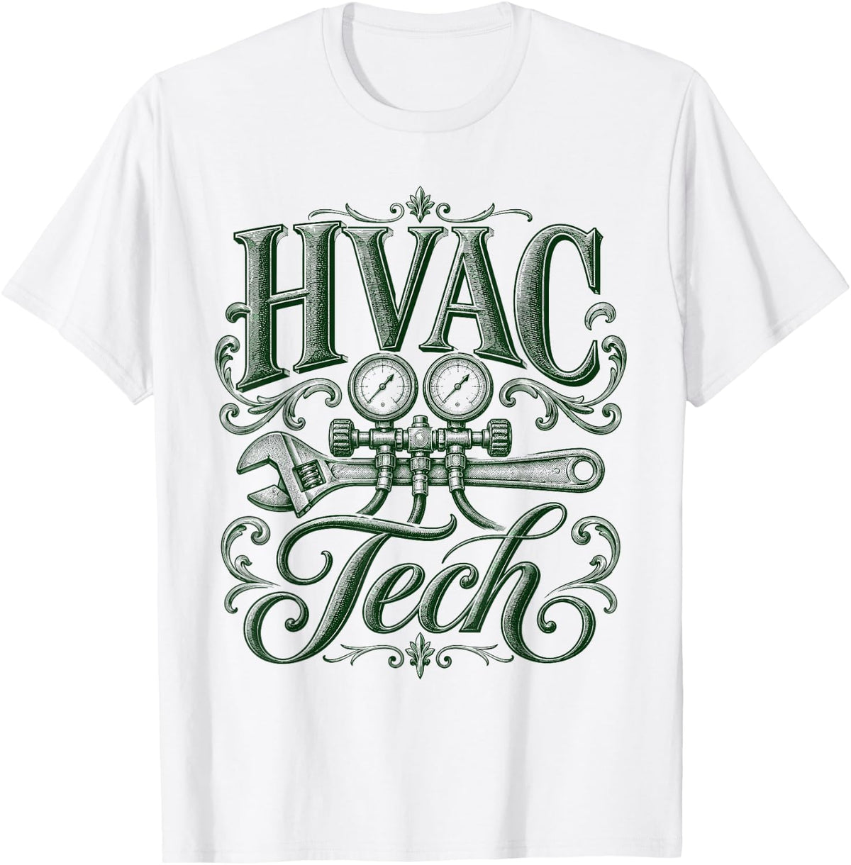 HVAC Tech Technician Gauges T-Shirt - White