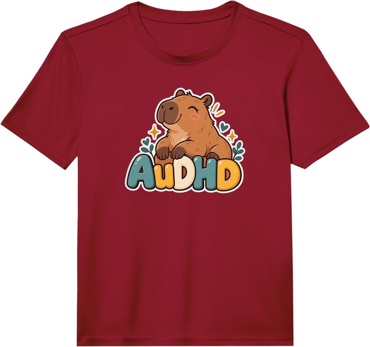 AuDHD Capybara Autism ADHD Neurodivergent Performance T-Shirt - Red