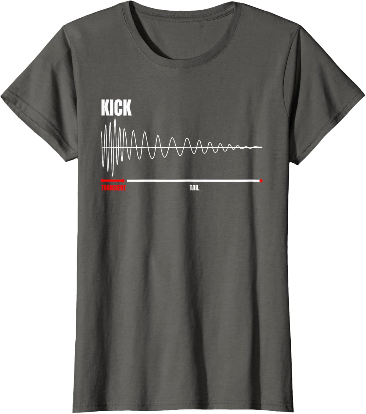 Synthesizer Kick Drum Synth DAW Transient Tail T-Shirt - Asphalt Grey