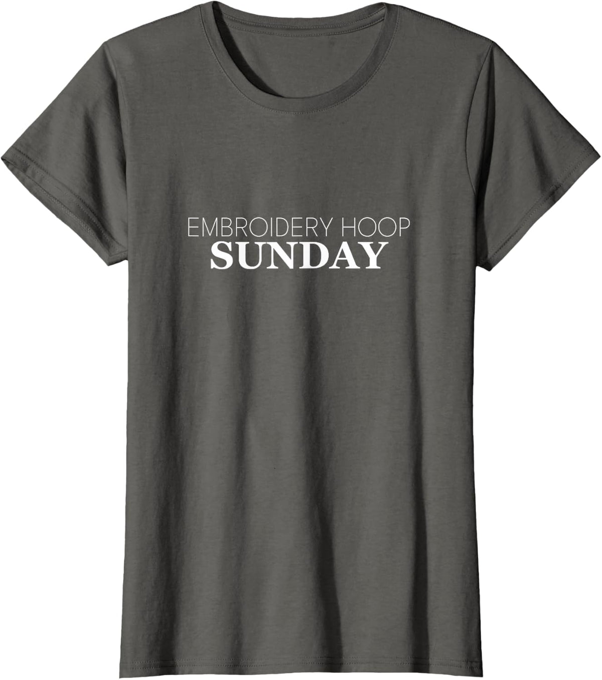 Embroidery Hoop Sunday Minimal Phrase Typography T-Shirt - Asphalt Grey