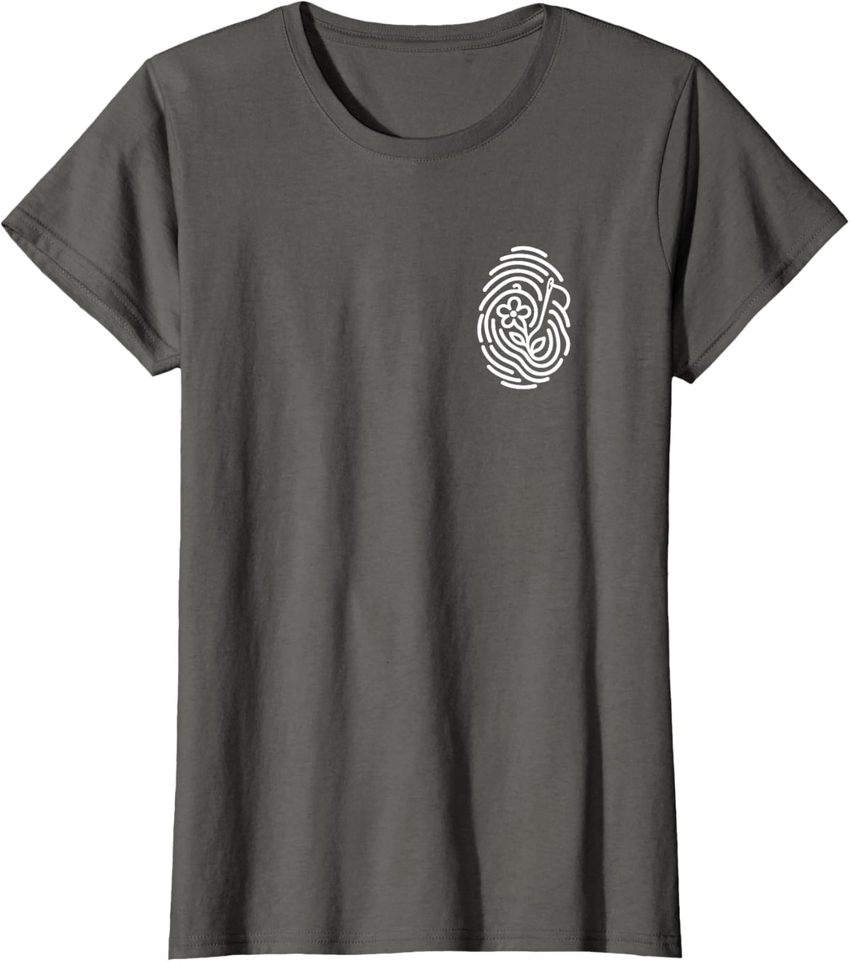 Embroidery Fingerprint Minimalist Subtle Needlework Hobby T-Shirt - Asphalt Grey