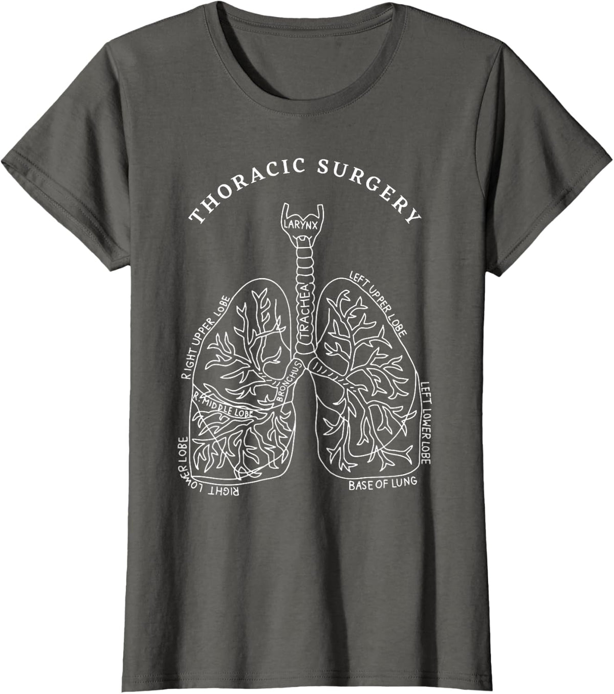 Thoracic Surgery Anatomical Lungs Thoracic Surgeon OR Nurses T-Shirt - Asphalt Grey