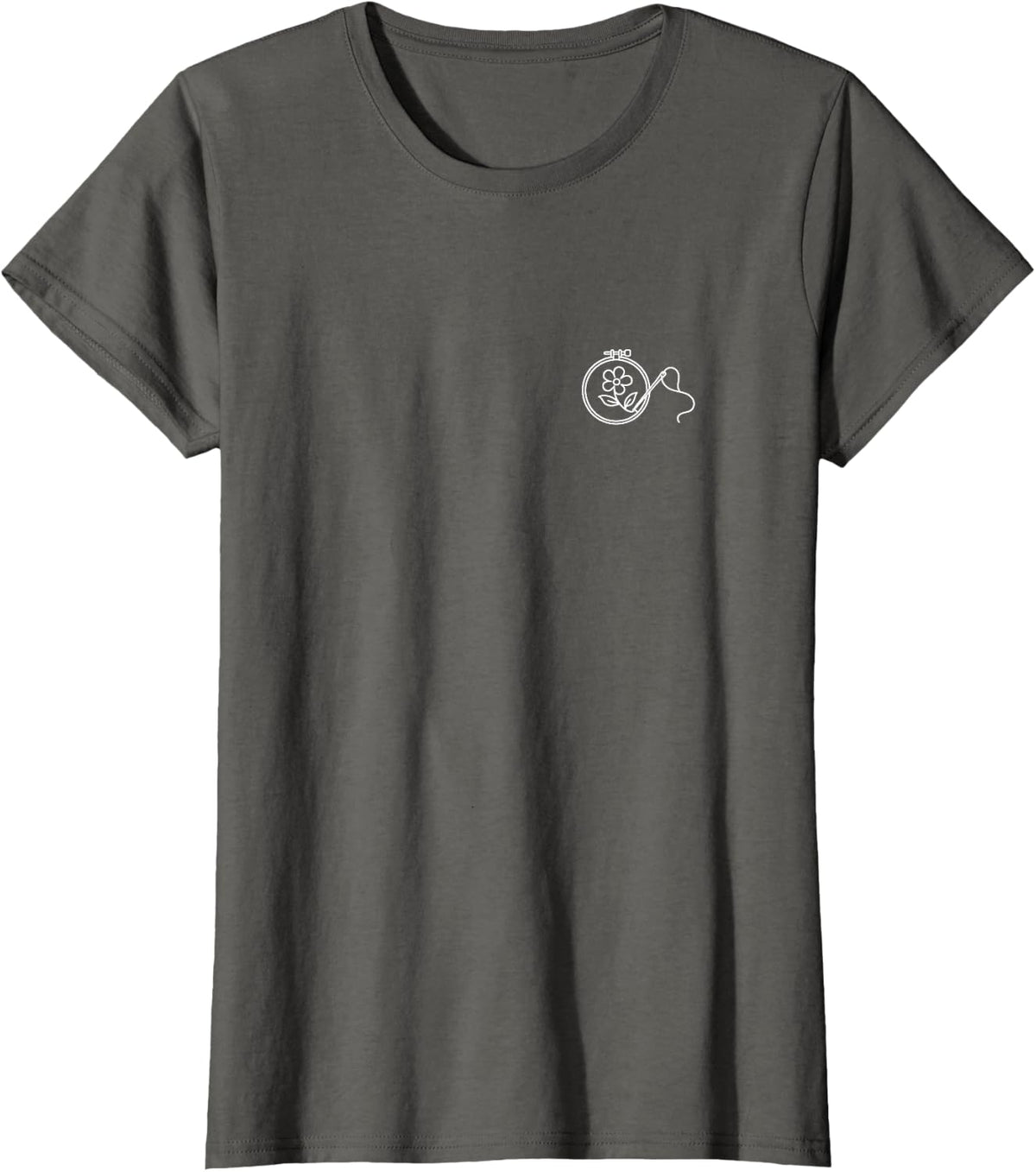 Embroidery Tiny Hobby Scene Minimalist Needlework Design T-Shirt - Asphalt Grey