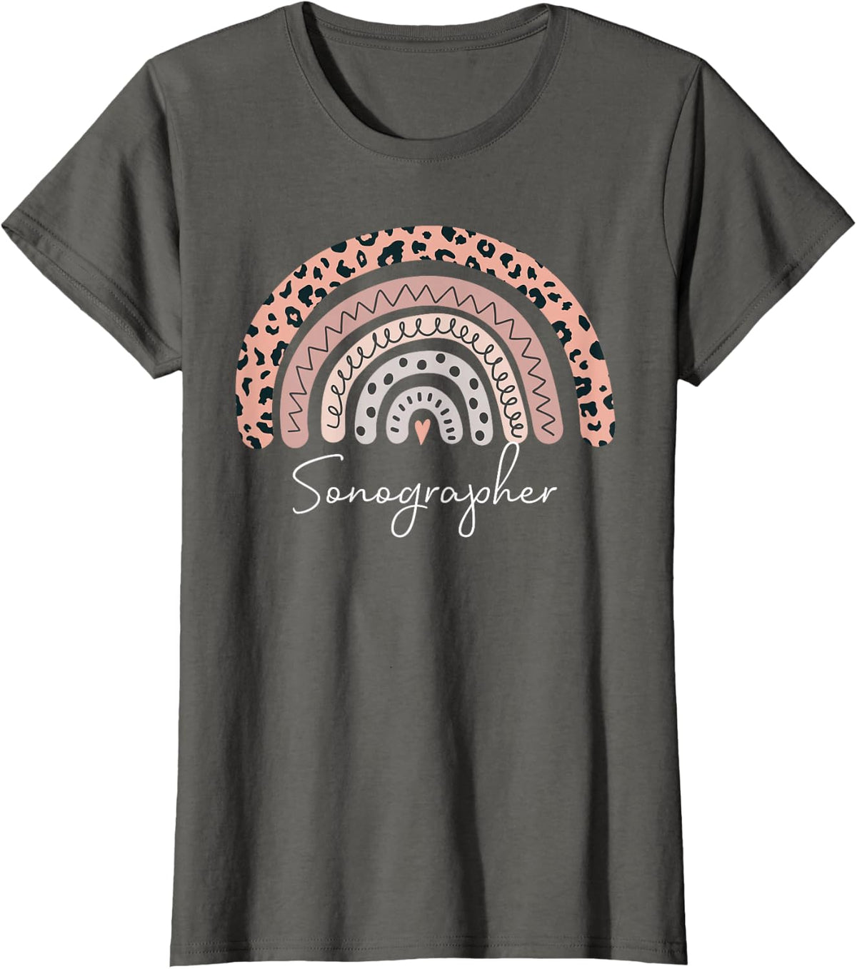 Sonographer Rainbow Sonography Ultrasound Tech Cardiac T-Shirt - Asphalt Grey