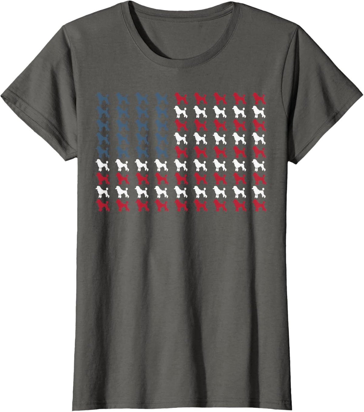 Poodle USA Flag 4th of July T-Shirt - Asphalt Grey