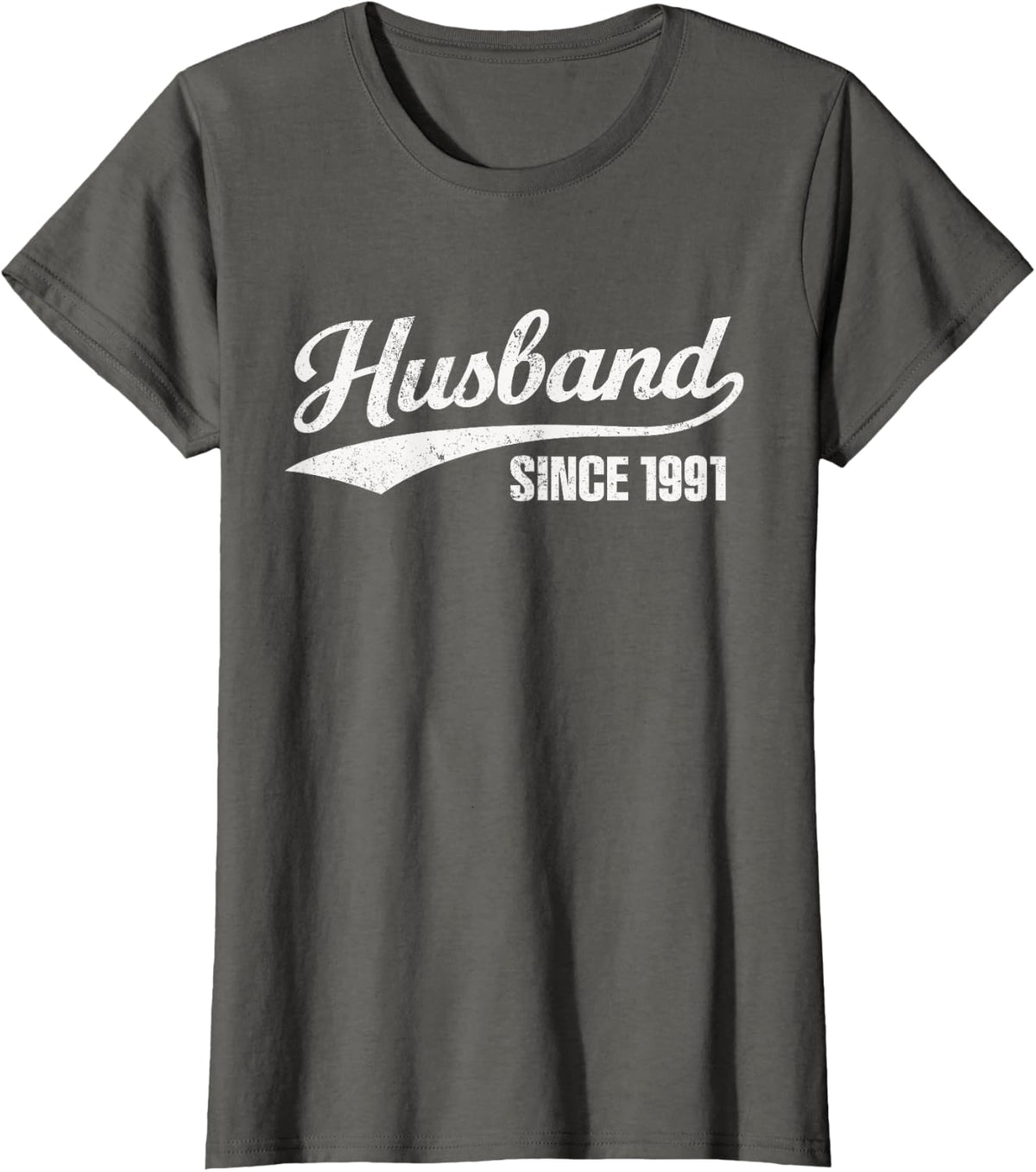 Retro Distressed Husband Since 1991 35th Wedding Anniversary T-Shirt - Asphalt Grey