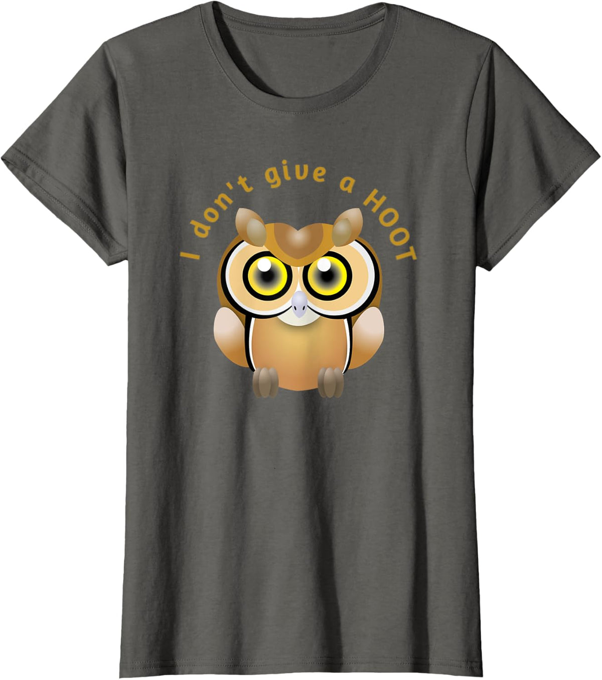 Funny Owl Don't Give a Hoot Sarcastic Animal Playful Pun T-Shirt - Asphalt Grey