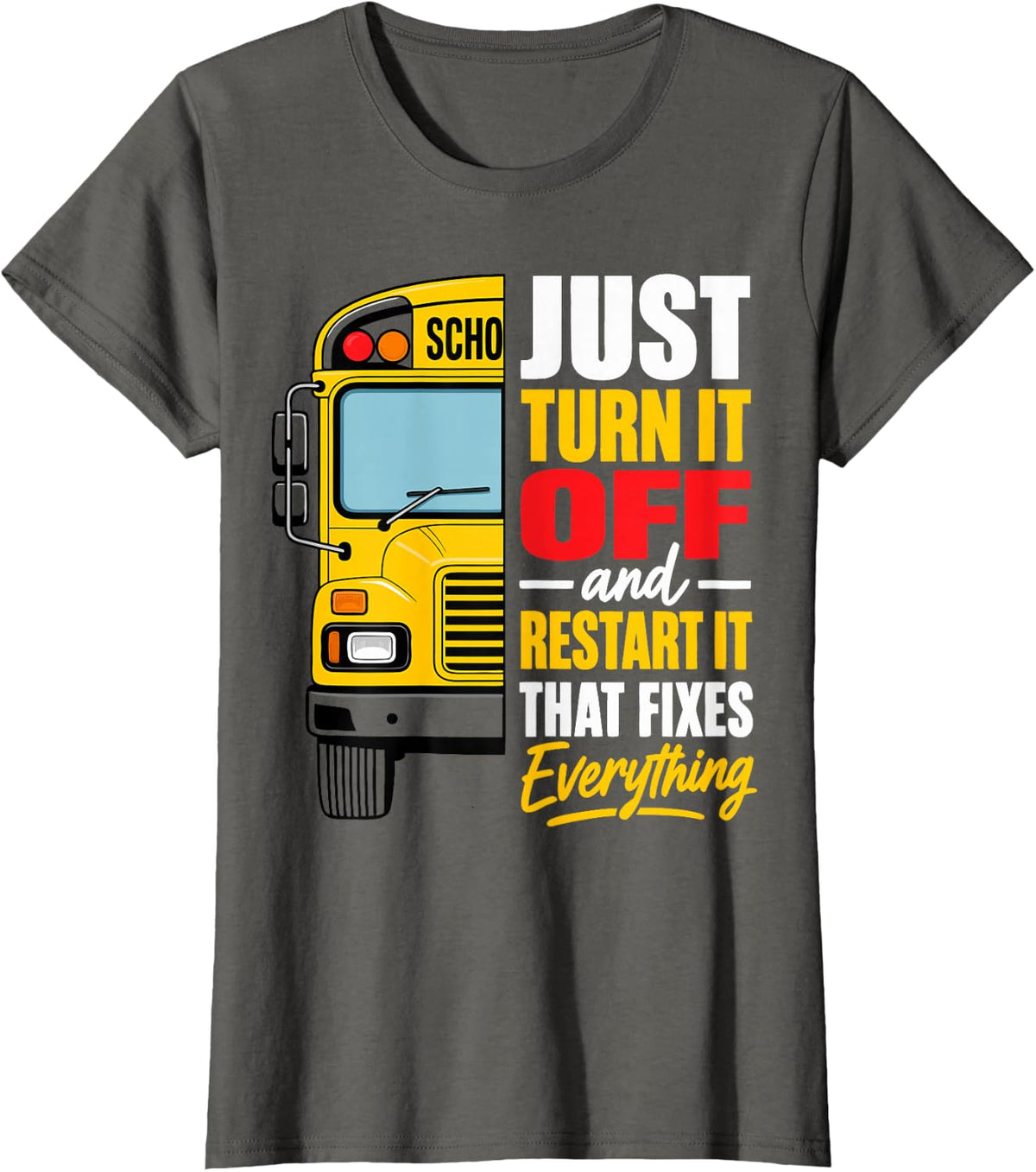 School Bus Driver Mechanic Schoolbus T-Shirt - Asphalt Grey
