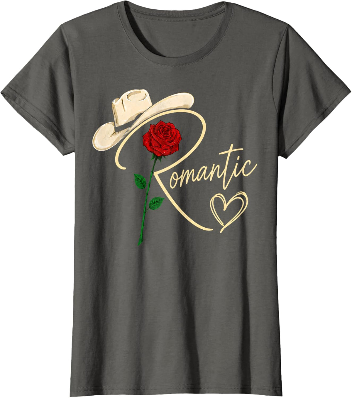 Romantic Rose Heart Gift for Women Men T-Shirt - Asphalt Grey