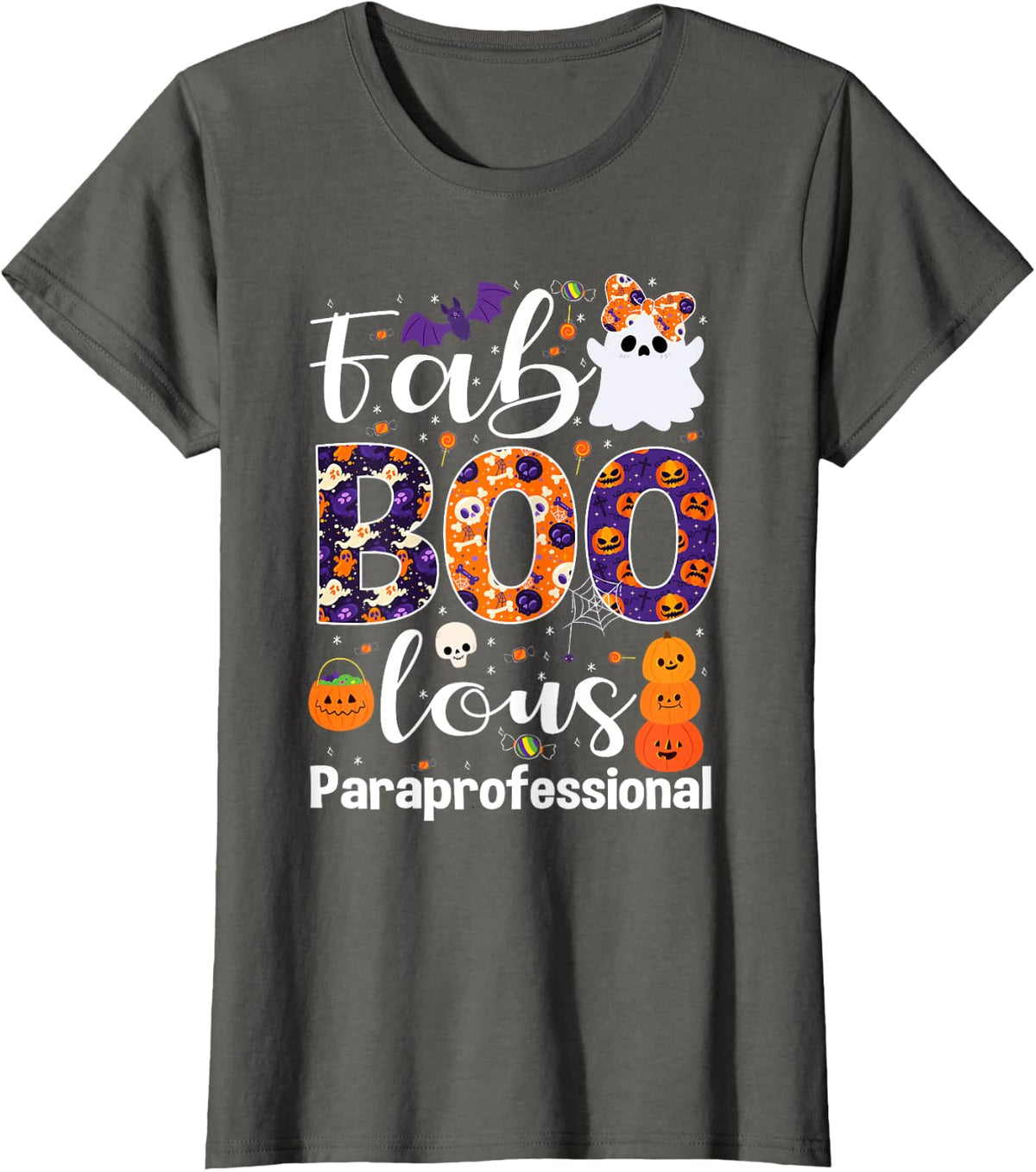 Faboolous Paraprofessional Funny Para Squad Halloween T-Shirt Tee For Women Men - Asphalt Grey