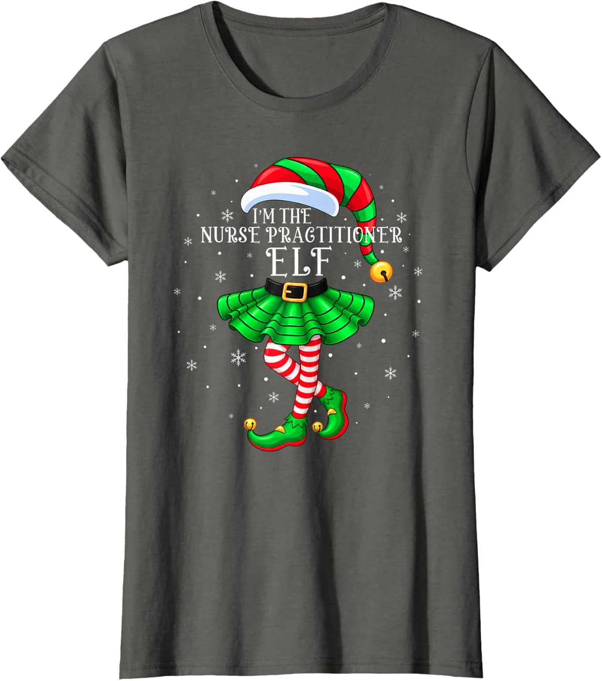 Family Matching I'm The Nurse Practitioner Elf Christmas T-Shirt - Asphalt Grey