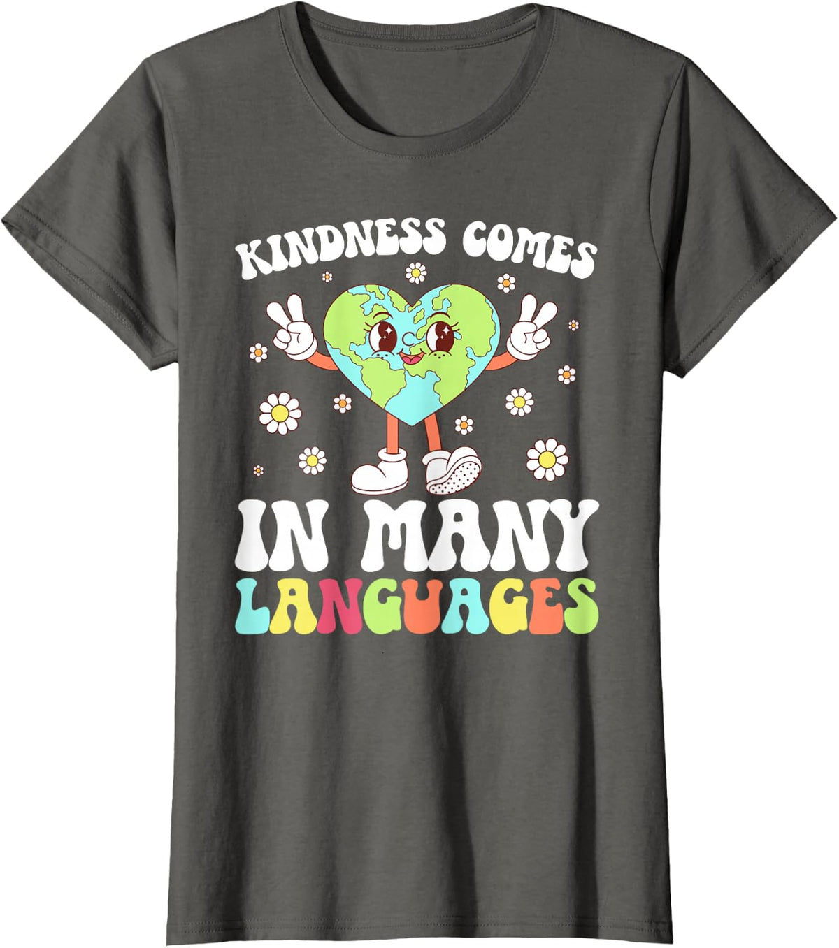 ESL Teacher Groovy English As A Second Language Teacher T-Shirt - Asphalt Grey
