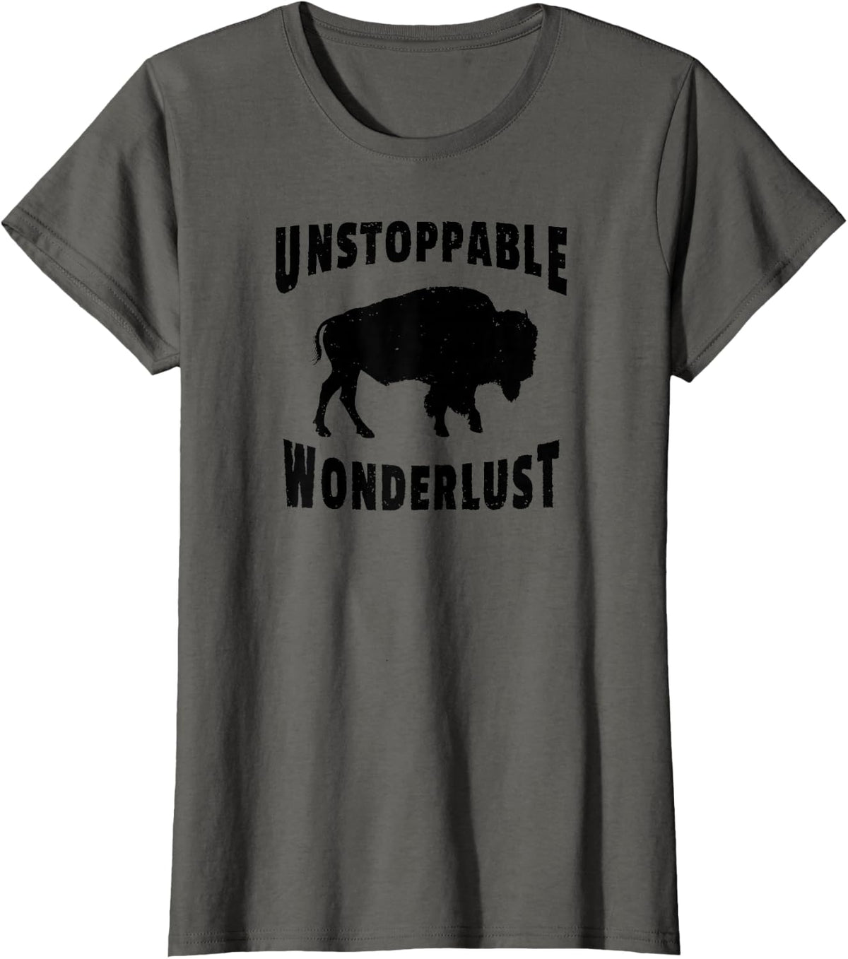 Native Wildlife National Park Bison Wyoming American Buffalo T-Shirt - Asphalt Grey