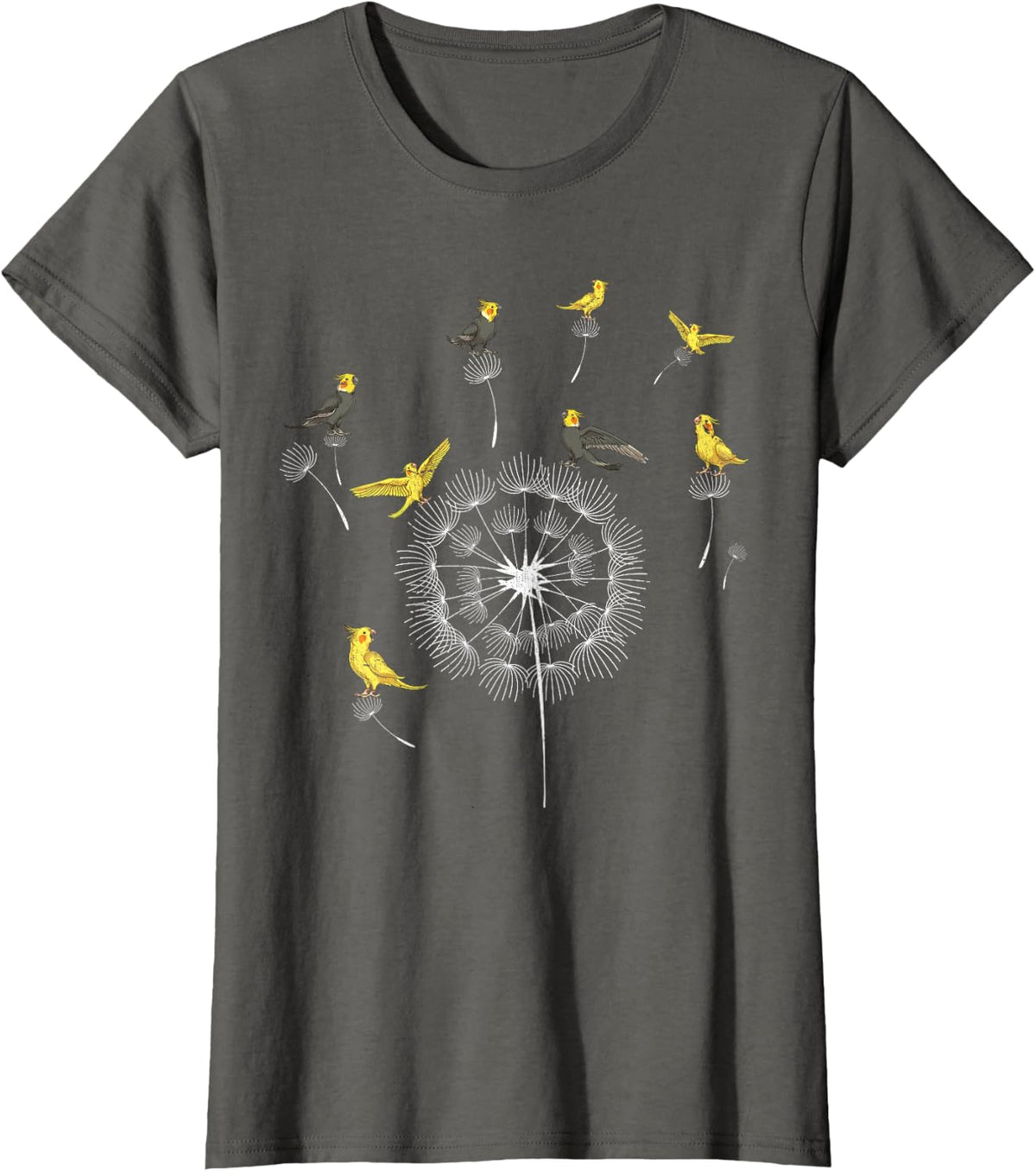 Animal Lovers Parrot Bird Animal Dandelion Cockatiel T-Shirt - Asphalt Grey