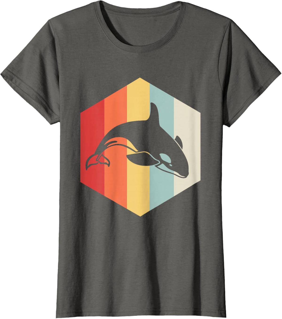 Retro Orca Animal Vintage Killer Whale T-Shirt - Asphalt Grey