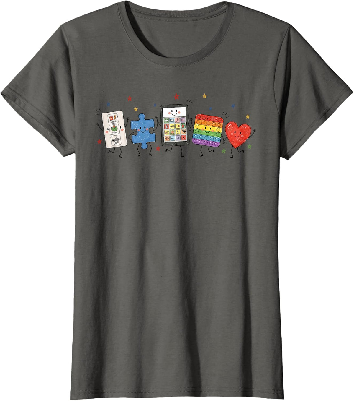 AAC Communication Autism Acceptance SPED Teacher T-Shirt - Asphalt Grey