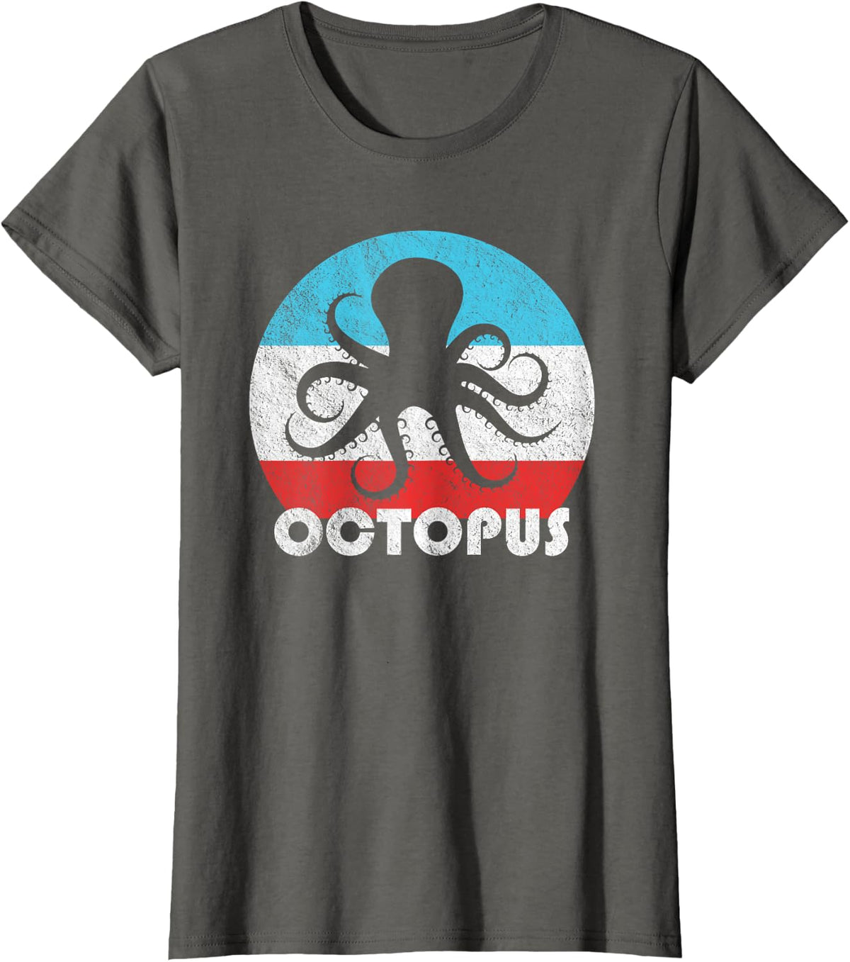 Octopus Vintage Retro Silhouette Gift T-Shirt - Asphalt Grey