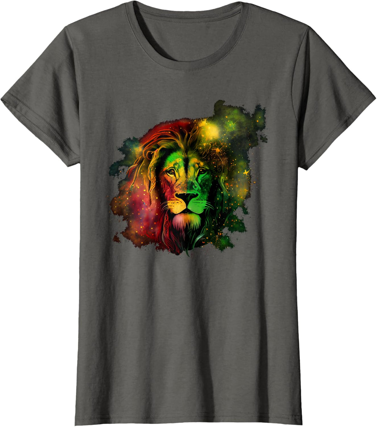 Reggae Lion Rastafarian Music Freedom Zion Jamaica T-Shirt - Asphalt Grey