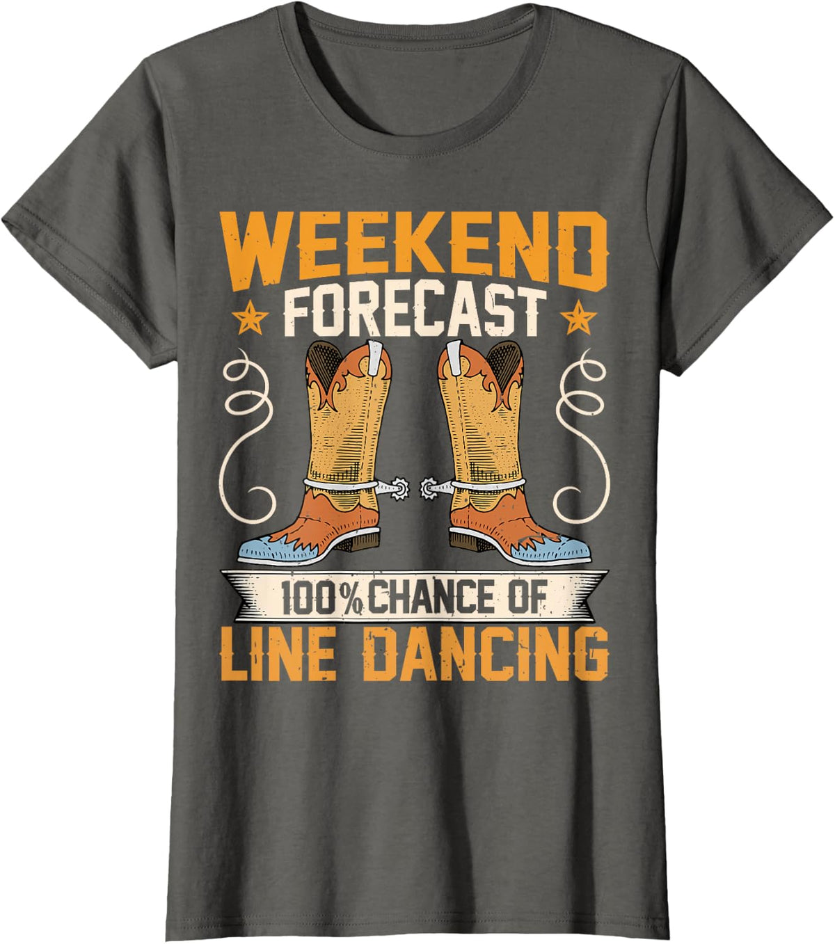 Weekend Forecast 100% of Line Dancing - Funny Line Dance T-Shirt - Asphalt Grey