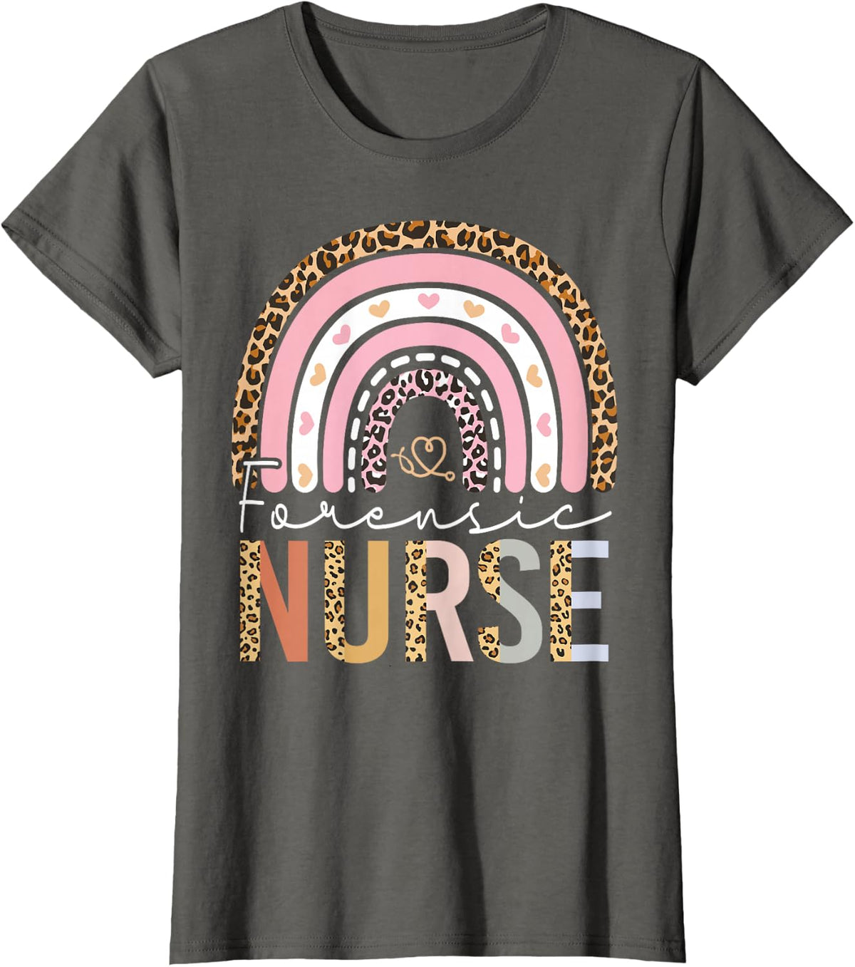 Forensic Nursing Leopard Cute Forensic Nurse Women T-Shirt - Asphalt Grey