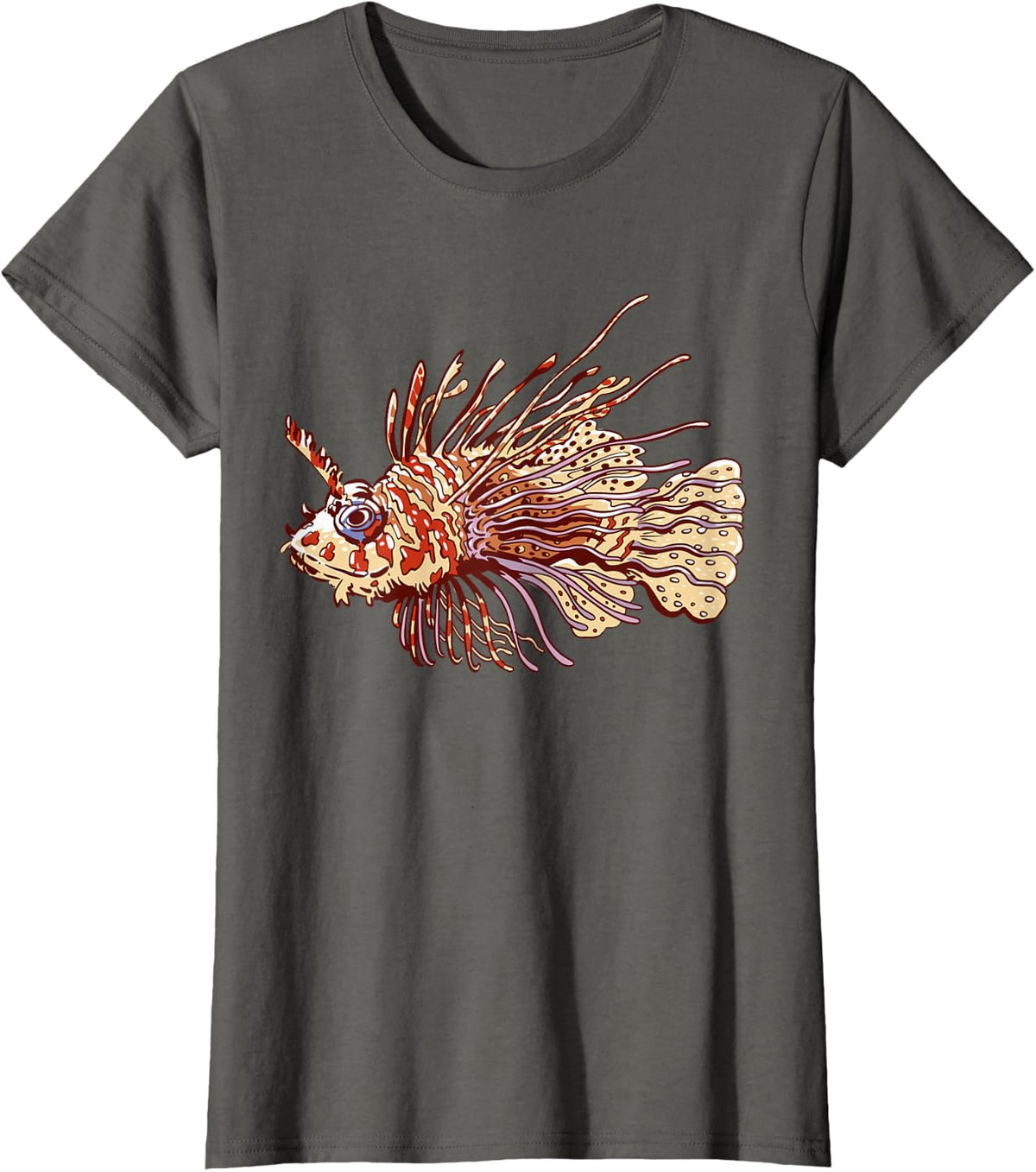 Lion Fish Scuba Diver Diving Marine Biologist T-Shirt - Asphalt Grey