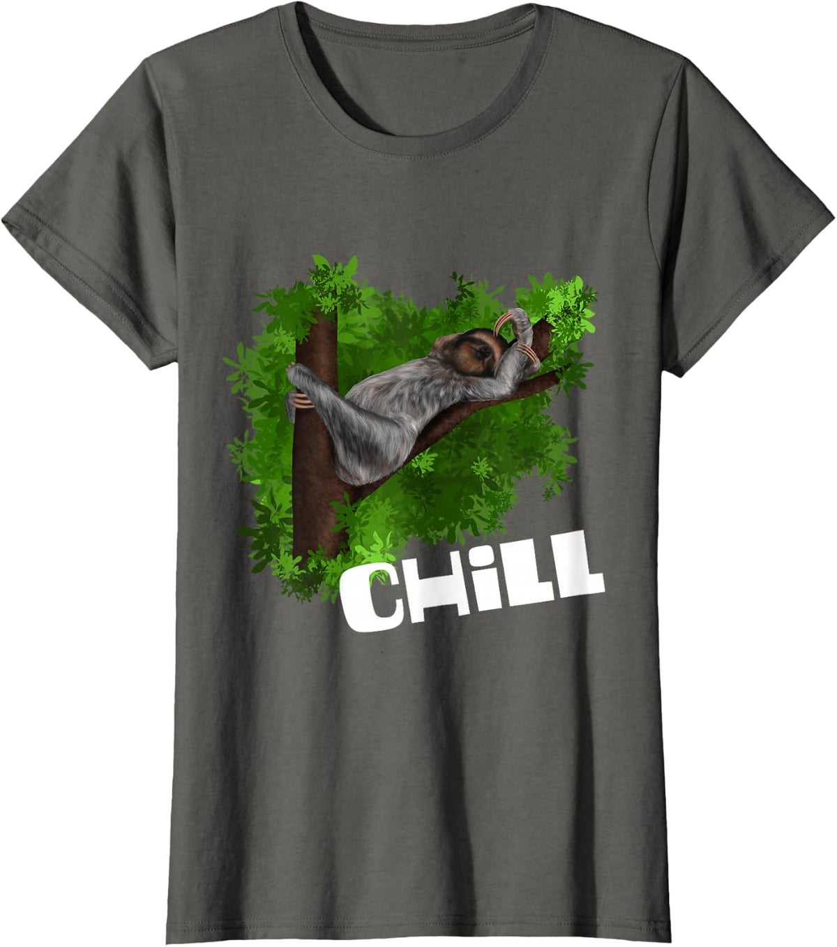 Sweet Sloth - Chill - Cute Relaxed Sloth Design T-Shirt - Asphalt Grey