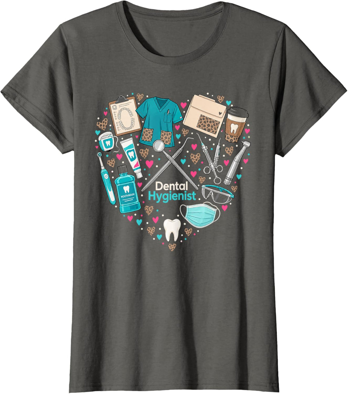 Dental Hygienist Tools Heart Care T-Shirt - Asphalt Grey