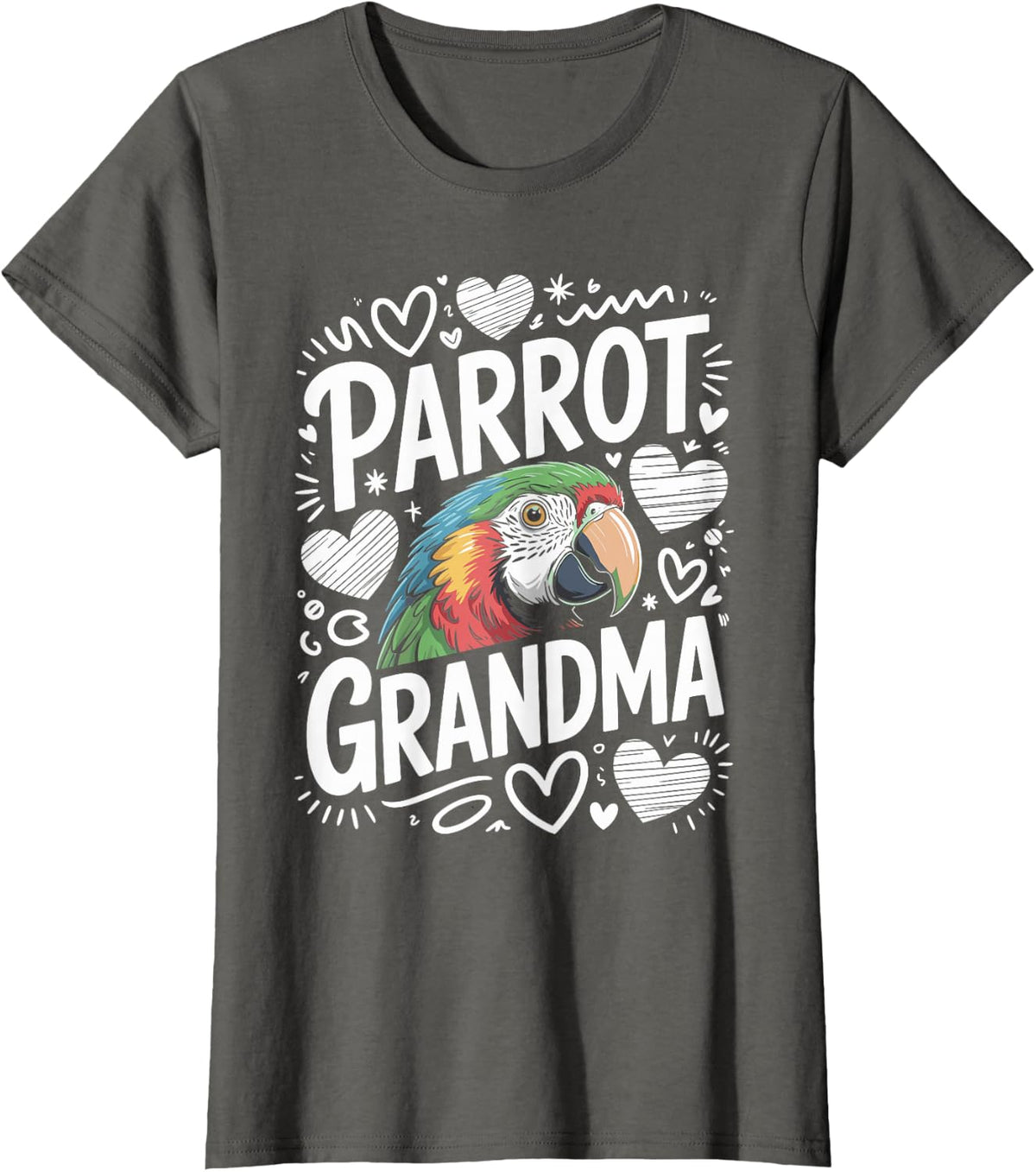 Parrot Grandma Grandmother T-Shirt - Asphalt Grey