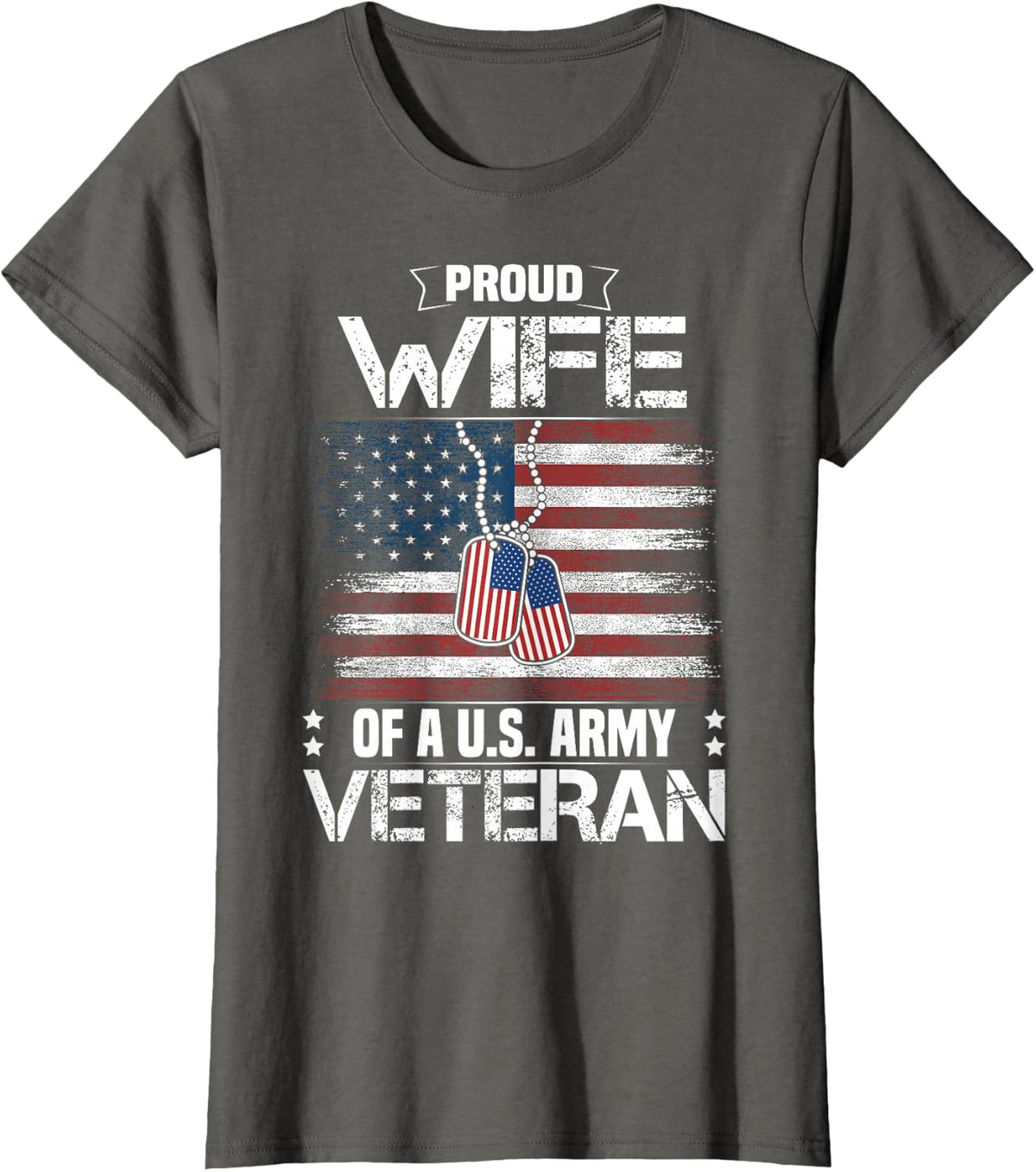 Proud Wife Of A US Army Veteran Day Family Matching T-Shirt - Asphalt Grey