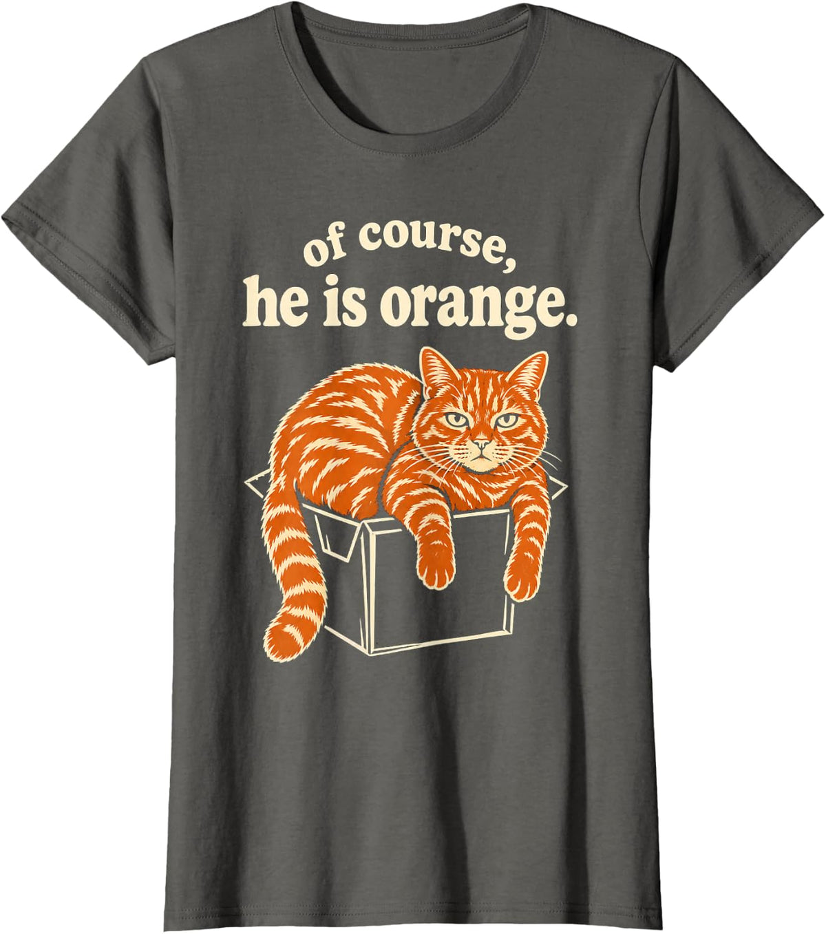 Ginger Cat of Course He is Orange T-Shirt - Asphalt Grey