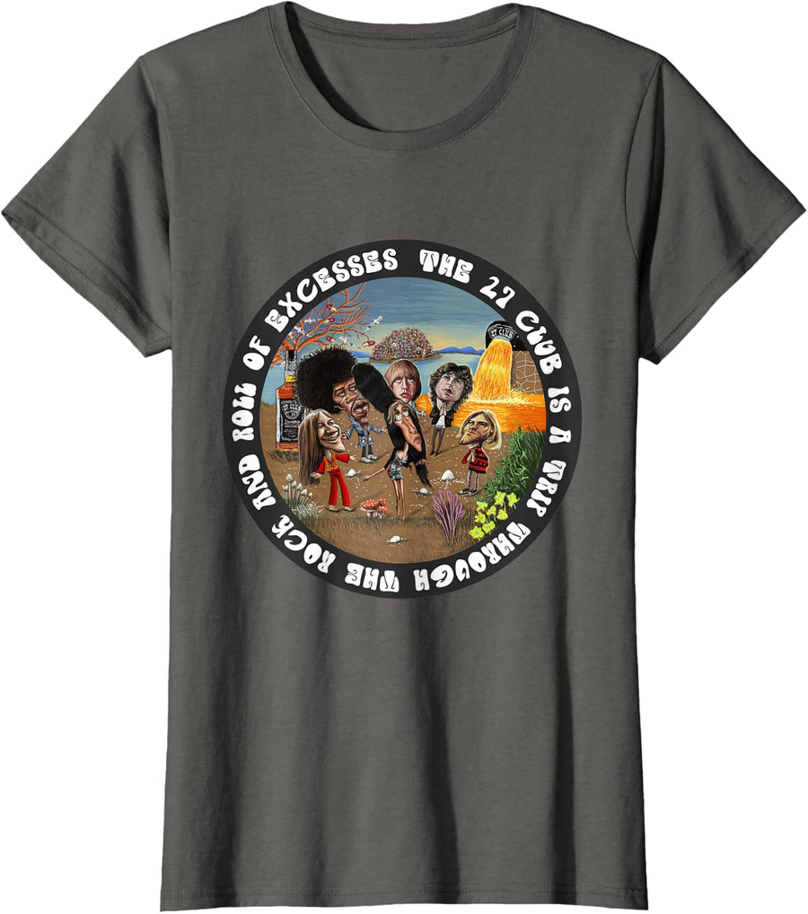 Manjarock Men's Black Cartoon Rock Themed T-Shirt - Asphalt Grey