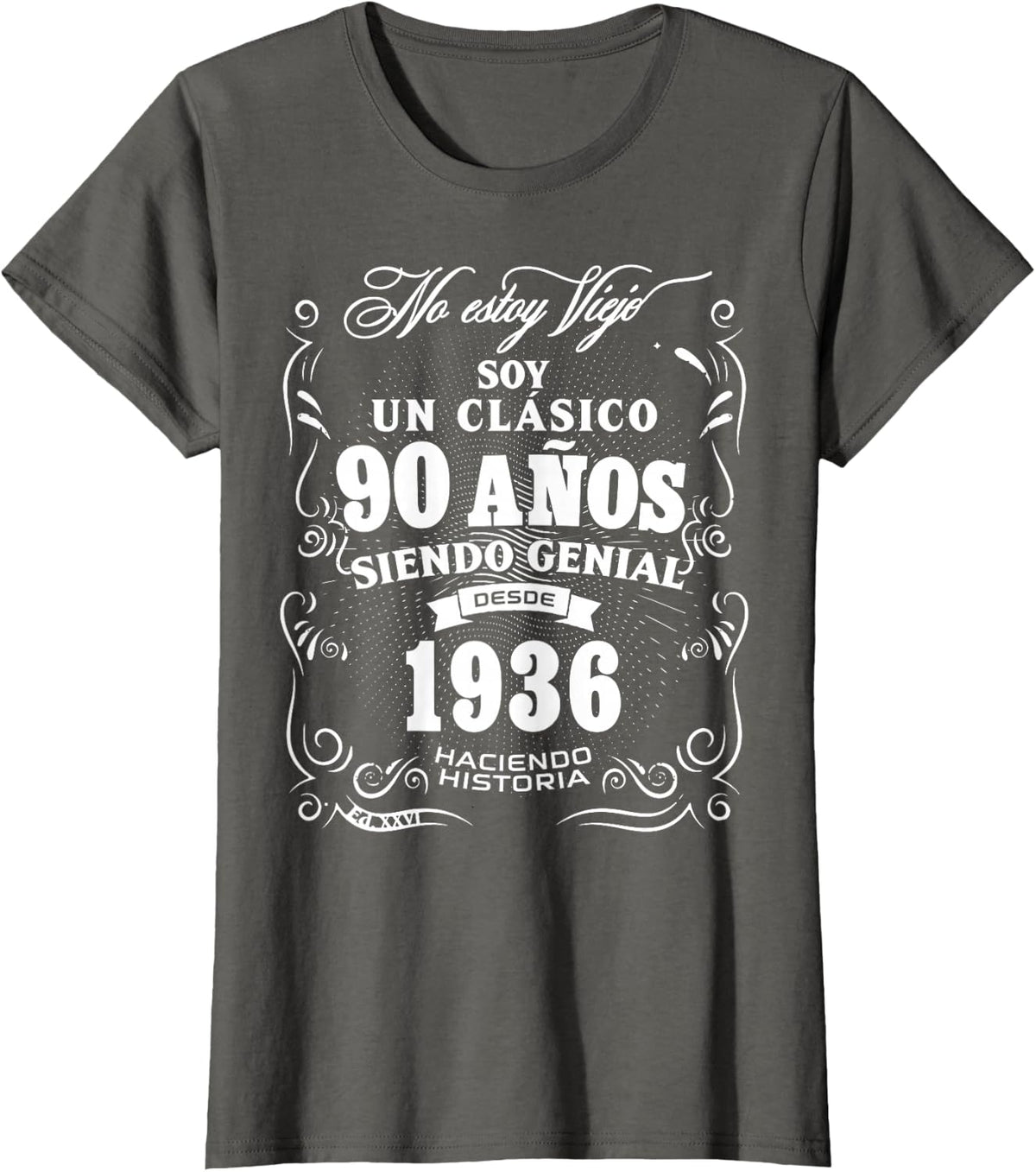 Vintage 90th Birthday Men Funny 1936 90 Birthday Spanish T-Shirt - Asphalt Grey