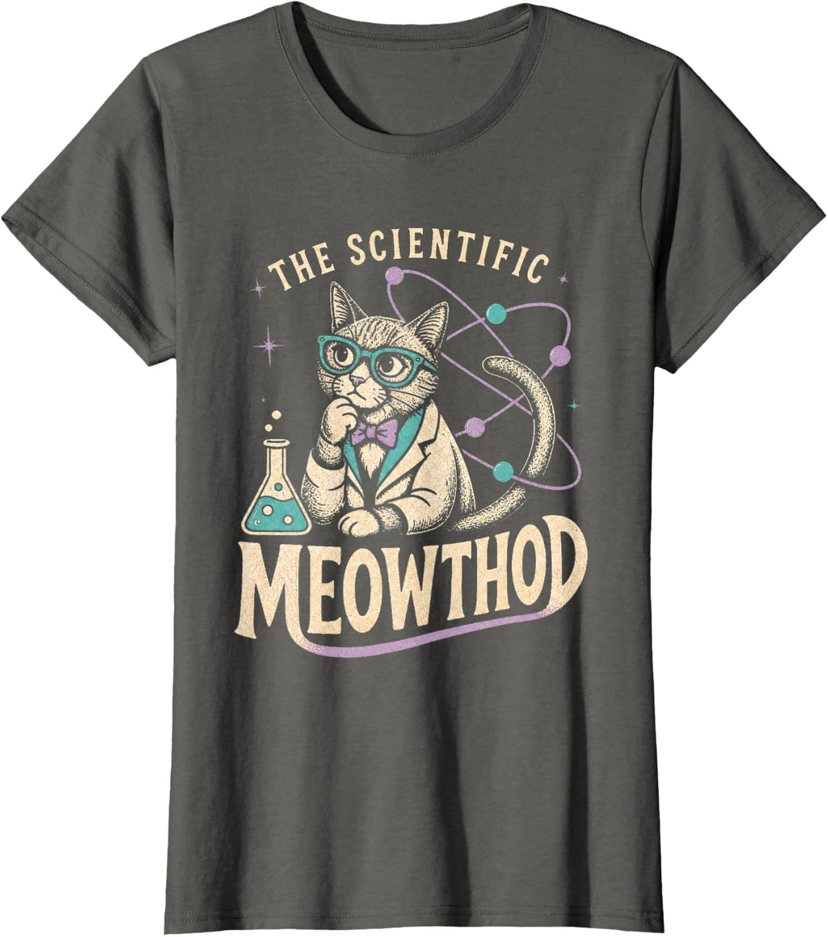 The Scientific Meowthod Funny Science Cat Humor T-Shirt - Asphalt Grey