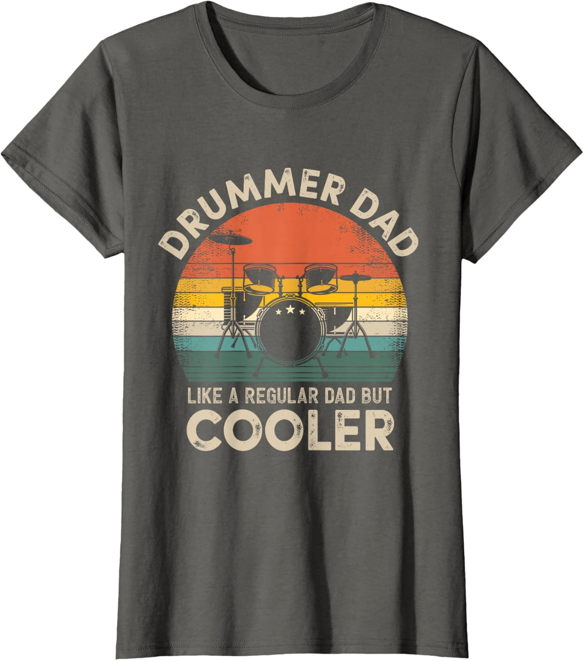Vintage Drummer Dad Like A Regular Retro Drums Dad T-Shirt - Asphalt Grey