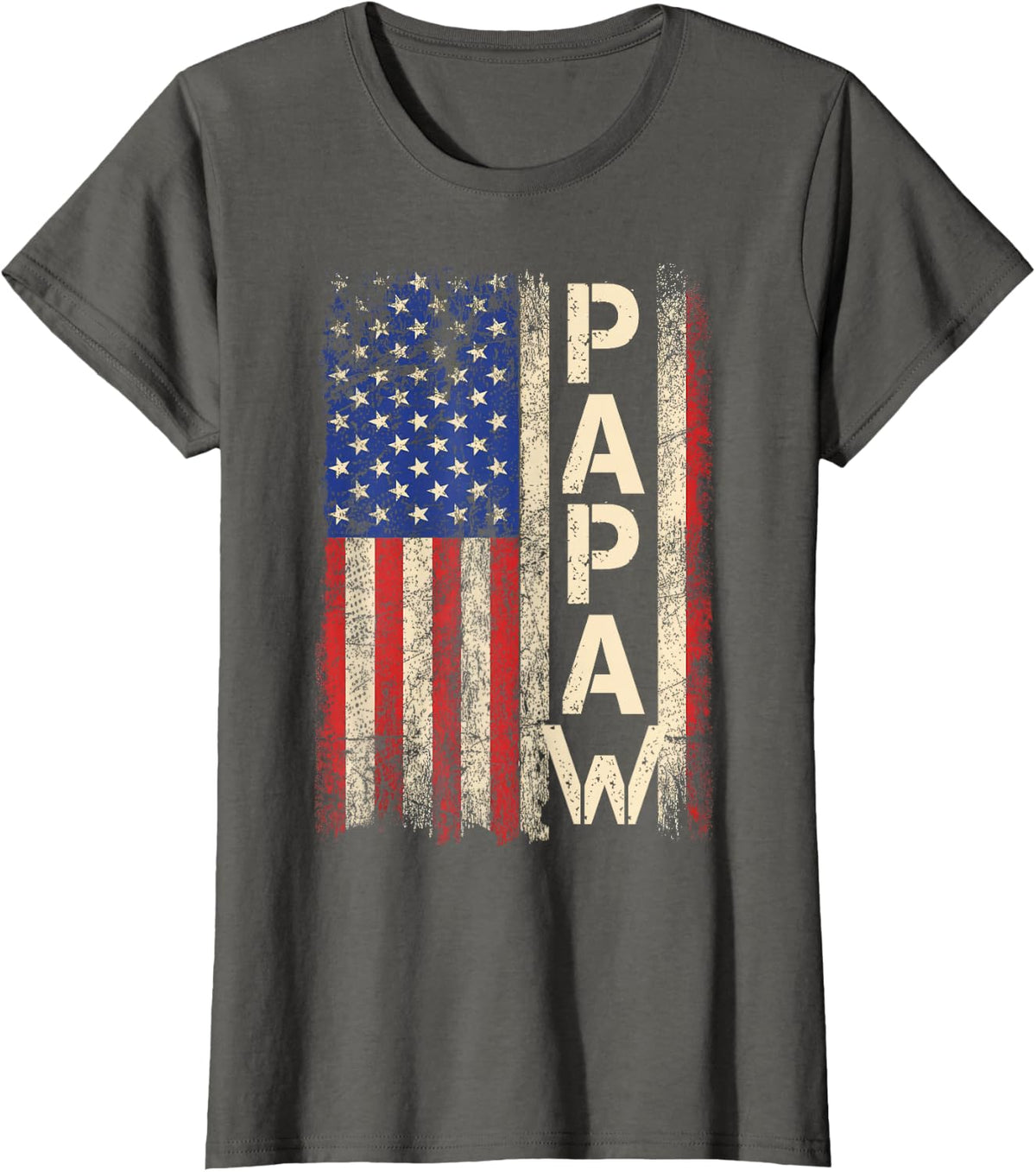 Papaw American Flag Father's Day For Men T-Shirt - Asphalt Grey