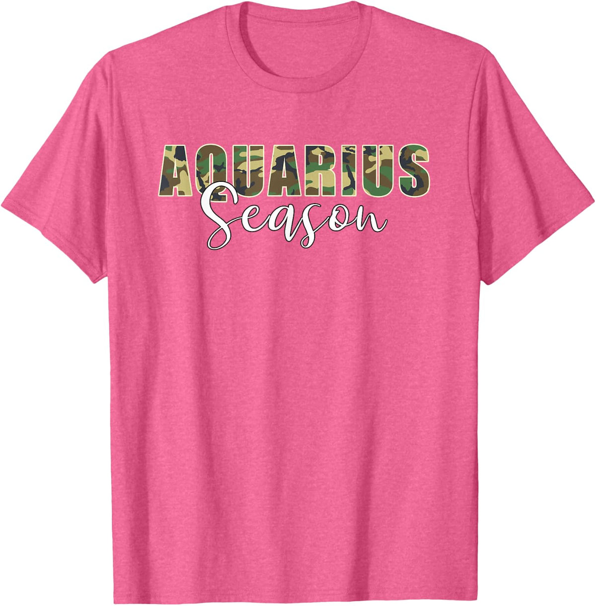 Aquarius Season Zodiac Birthday Camo Black Woman T-Shirt - Pink Heather
