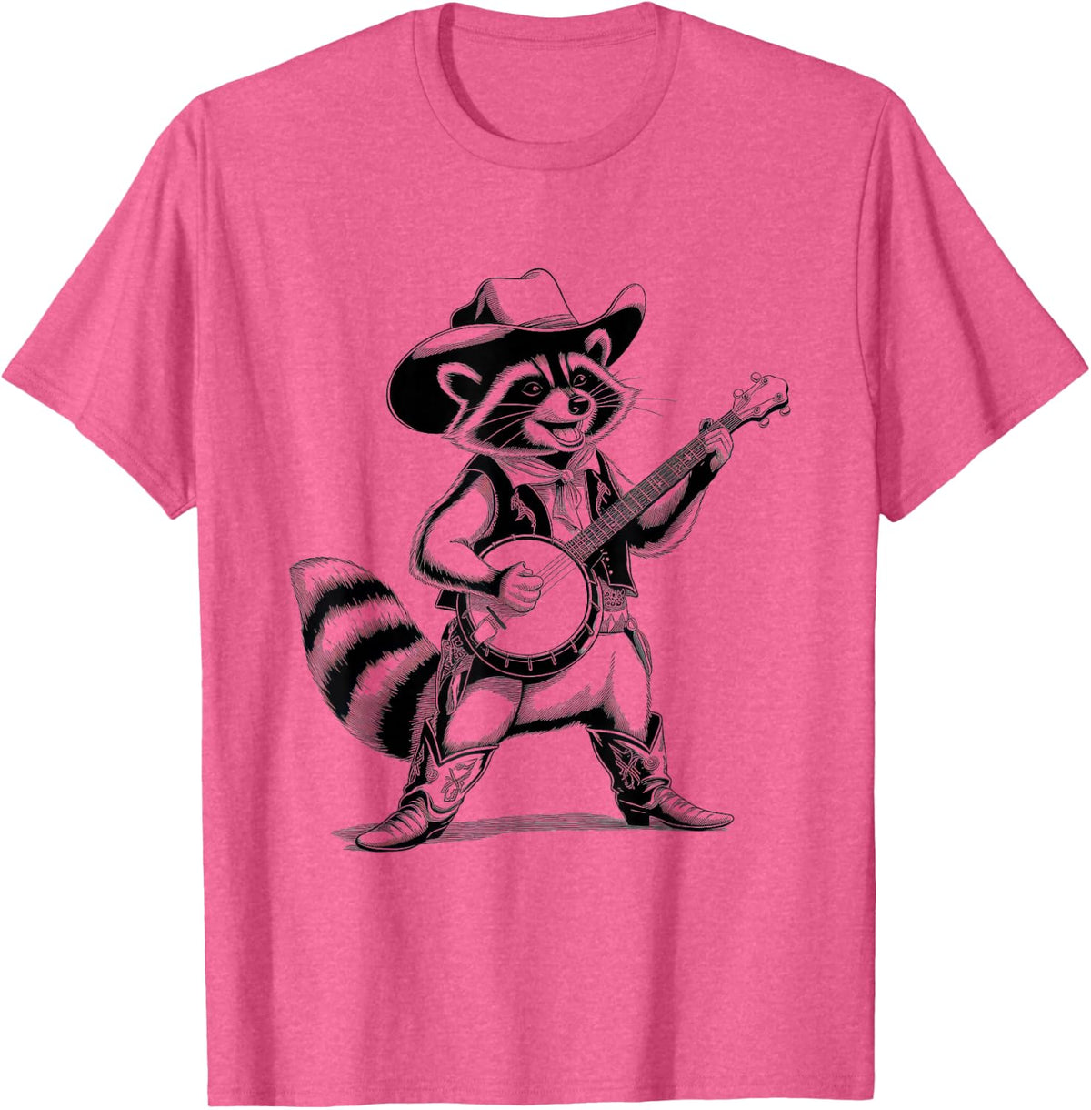 Raccoon Vintage 90s Country Music Western Cowboy Cowgirl T-Shirt - Pink Heather