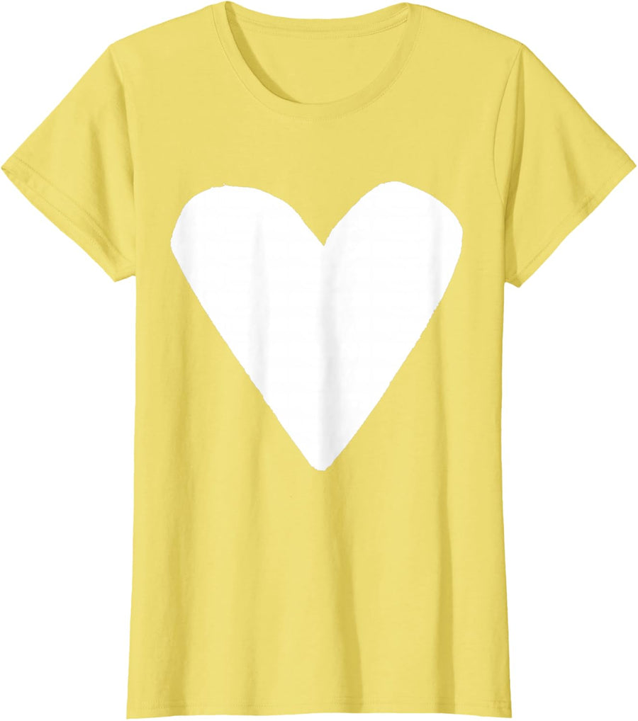 White Heart Yellow Pop Art Graphic Tee T-Shirt For Men Women Kids - Lemon Yellow