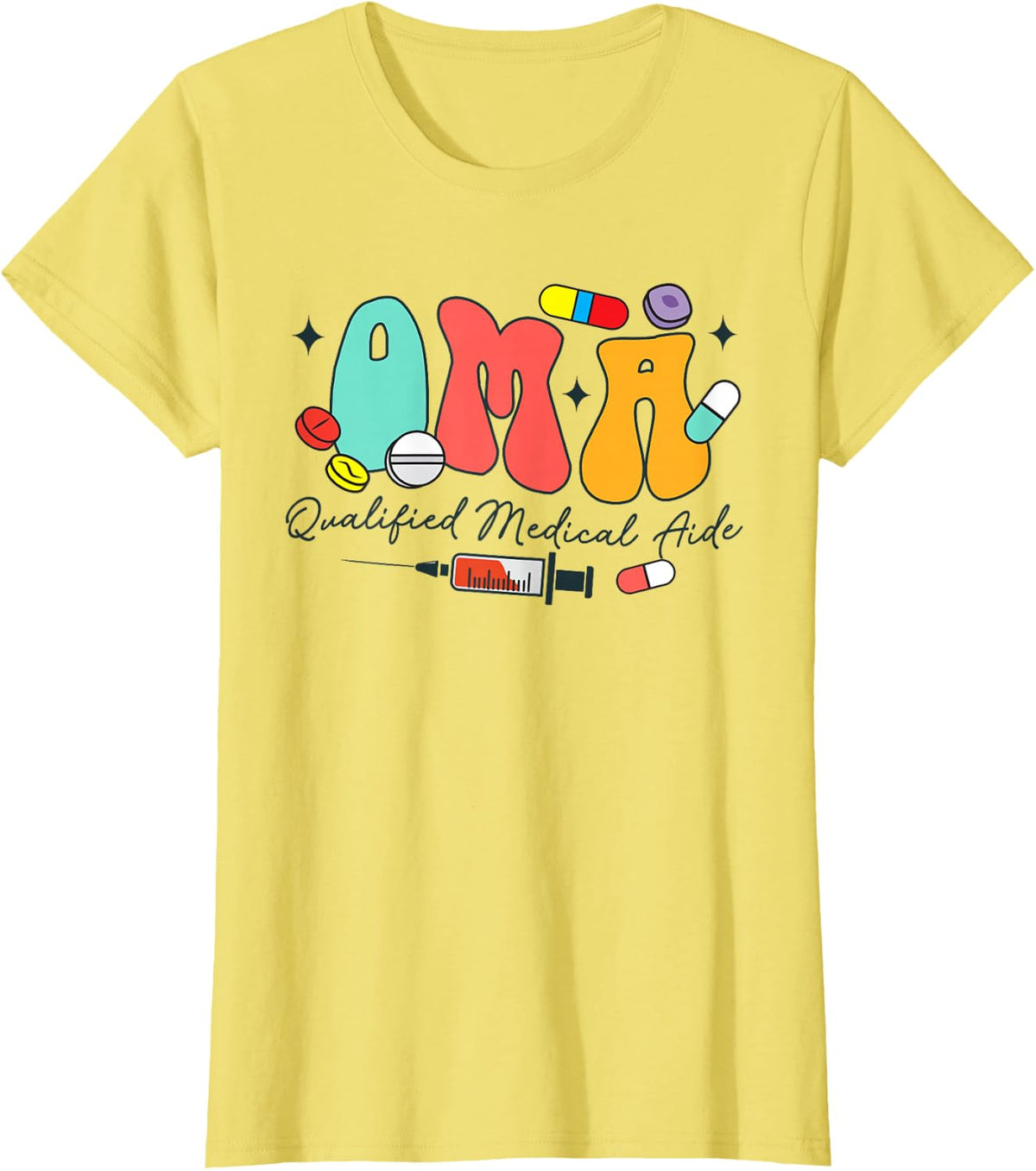 Certificated Medication Aide QMA Qualified Medical Aide T-Shirt - Lemon Yellow