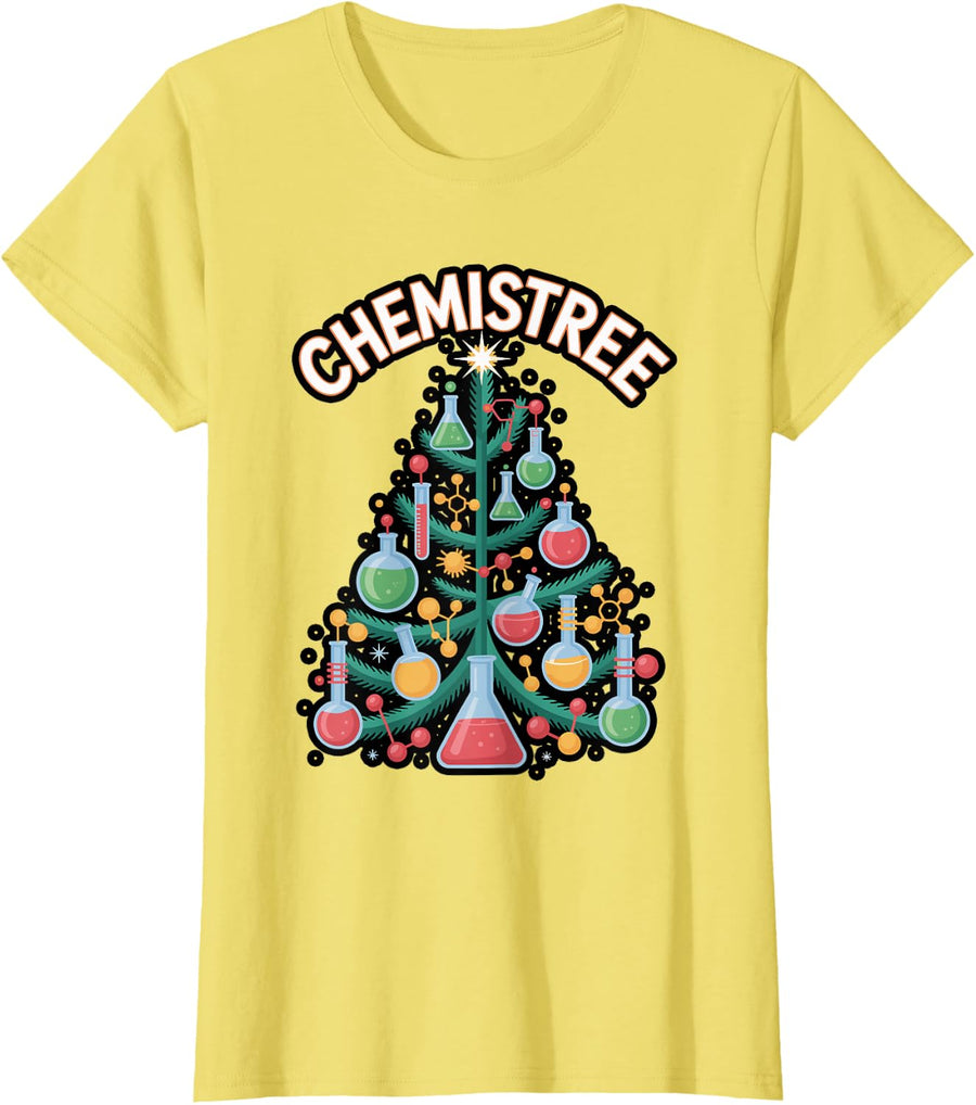 Chemistree Chemistry Christmas Science Teacher T-Shirt - Lemon Yellow