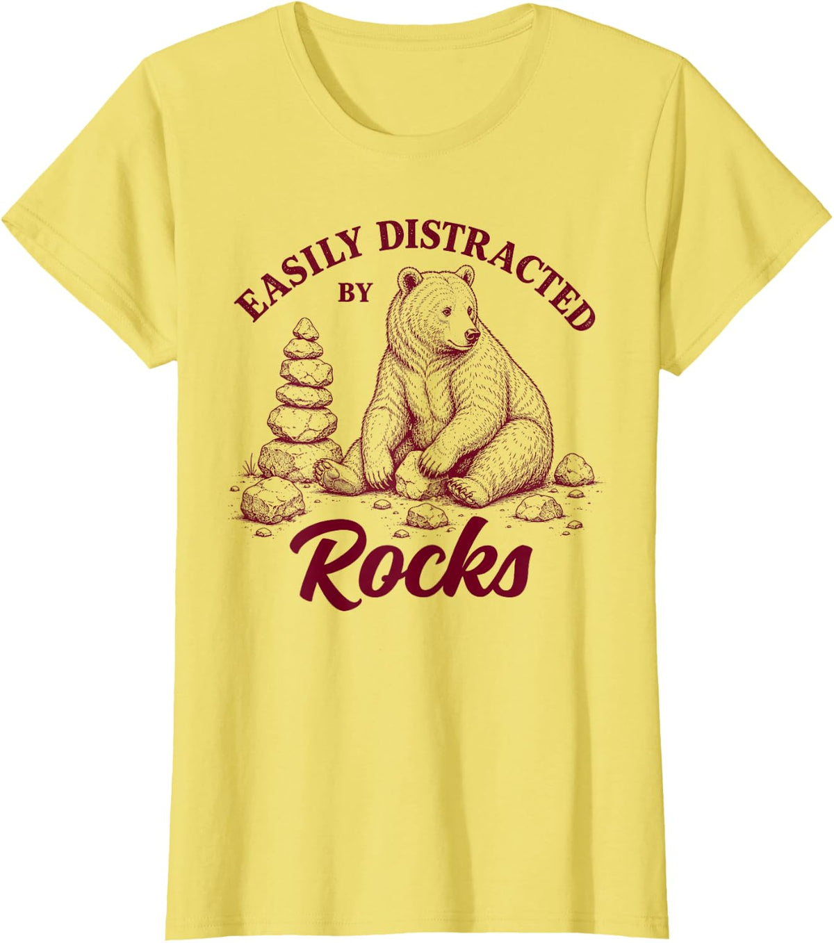 Geologist Rock Hunting Geology Easily Distracted By Rocks T-Shirt - Lemon Yellow
